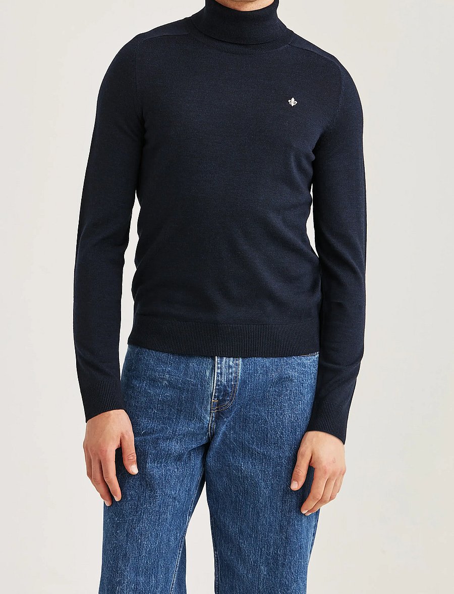 Morris - Merino Roller Neck - polokrage - navy - 0