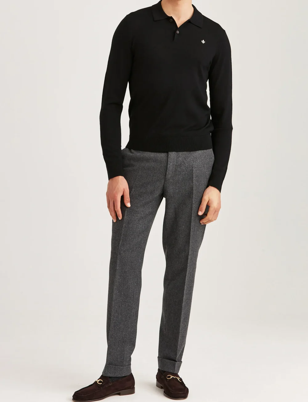 Morris - Merino Polo Knit - langärmelig - black - 3