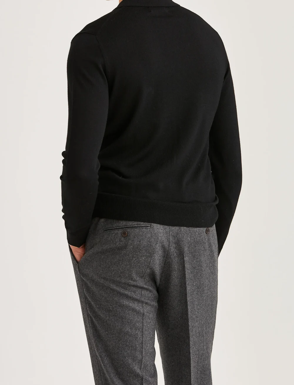 Morris - Merino Polo Knit - langärmelig - black - 4