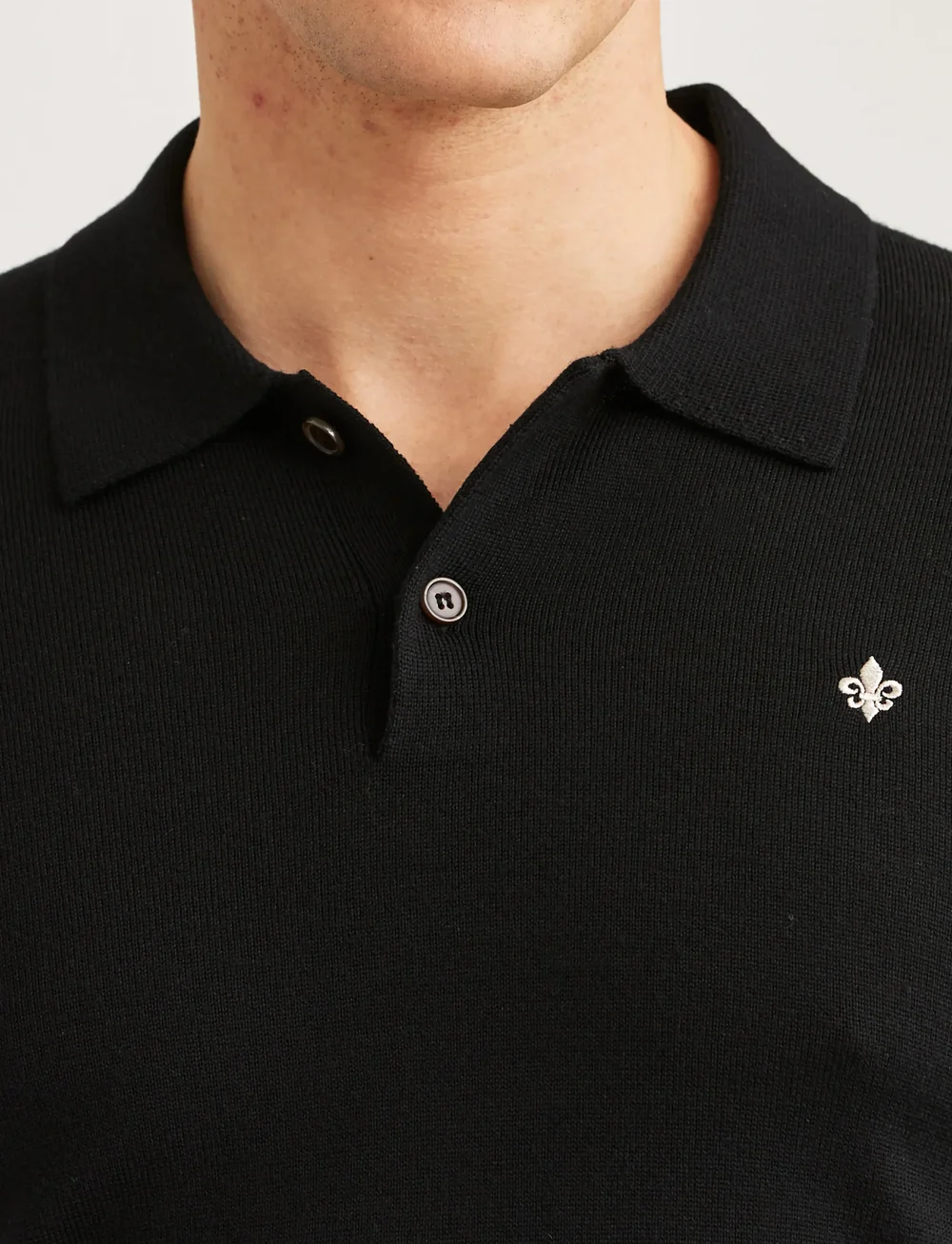 Morris - Merino Polo Knit - langärmelig - black - 5
