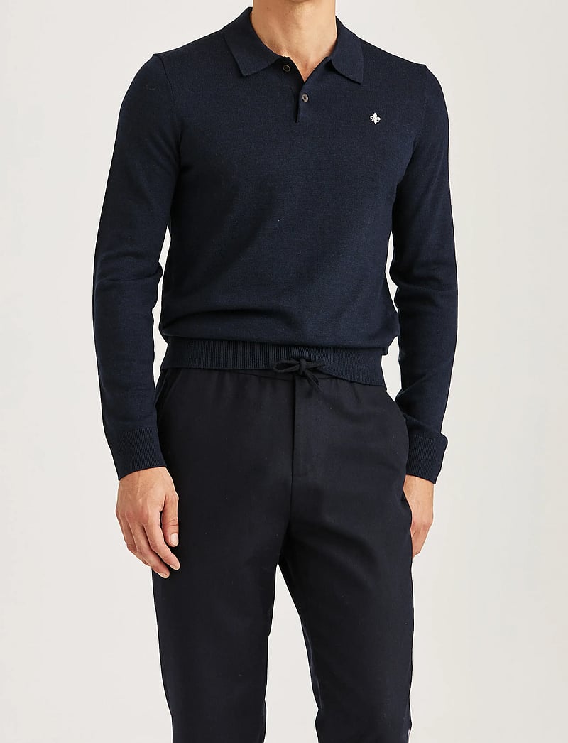 Morris - Merino Polo Knit - langärmelig - navy - 0