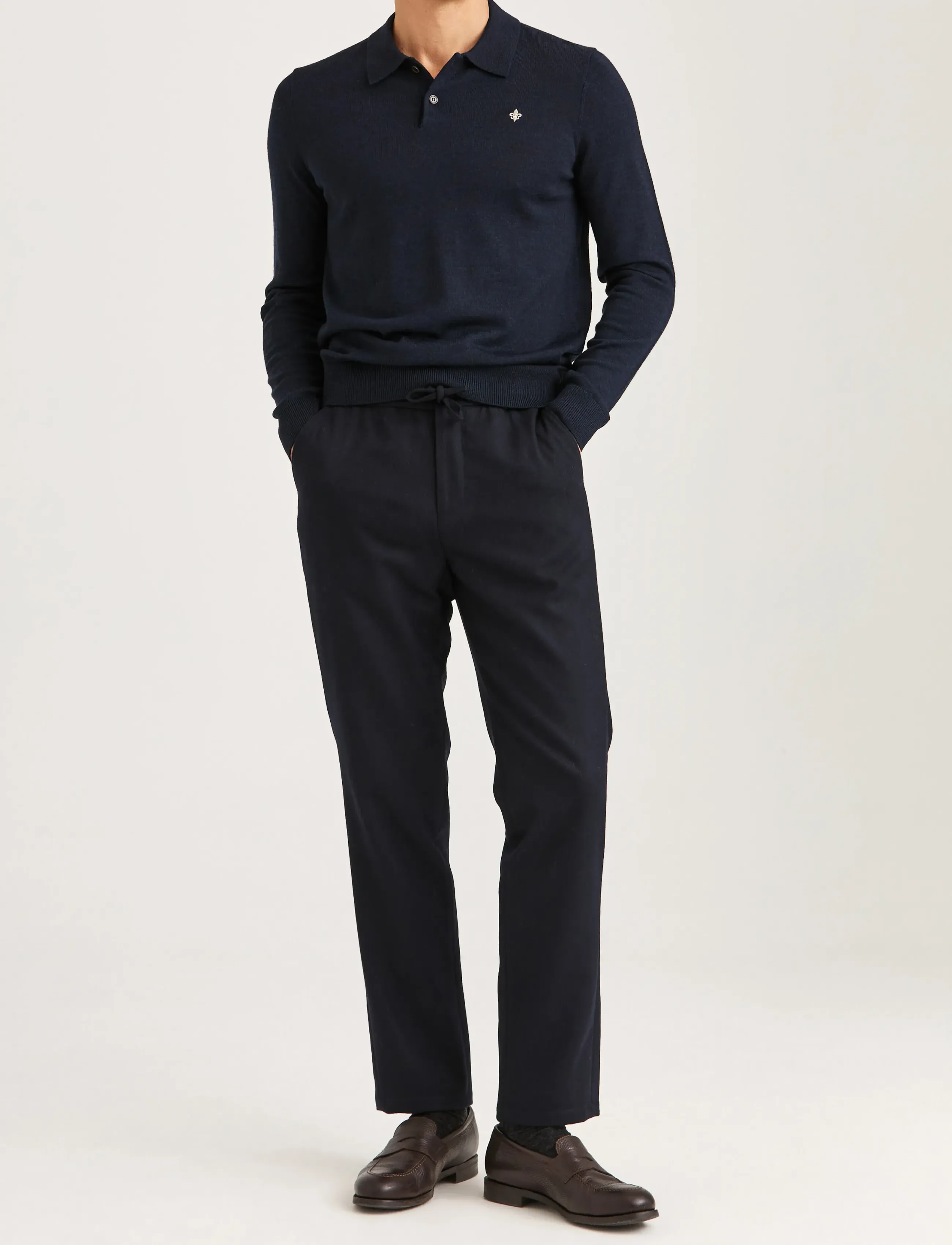 Morris - Merino Polo Knit - navy - 3