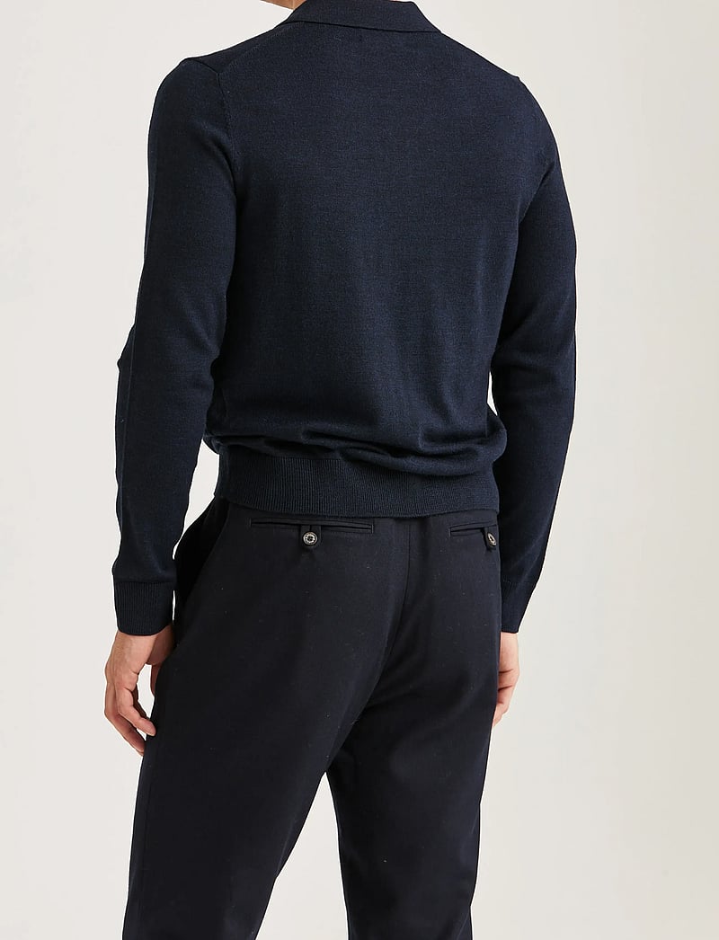 Morris - Merino Polo Knit - langärmelig - navy - 4