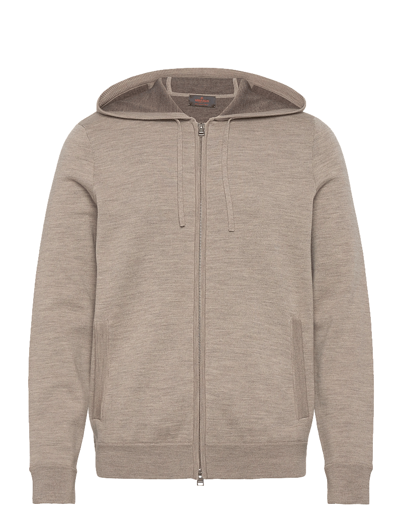 Morris - Merino Double Zip Hood - fullzip strik - khaki - 1