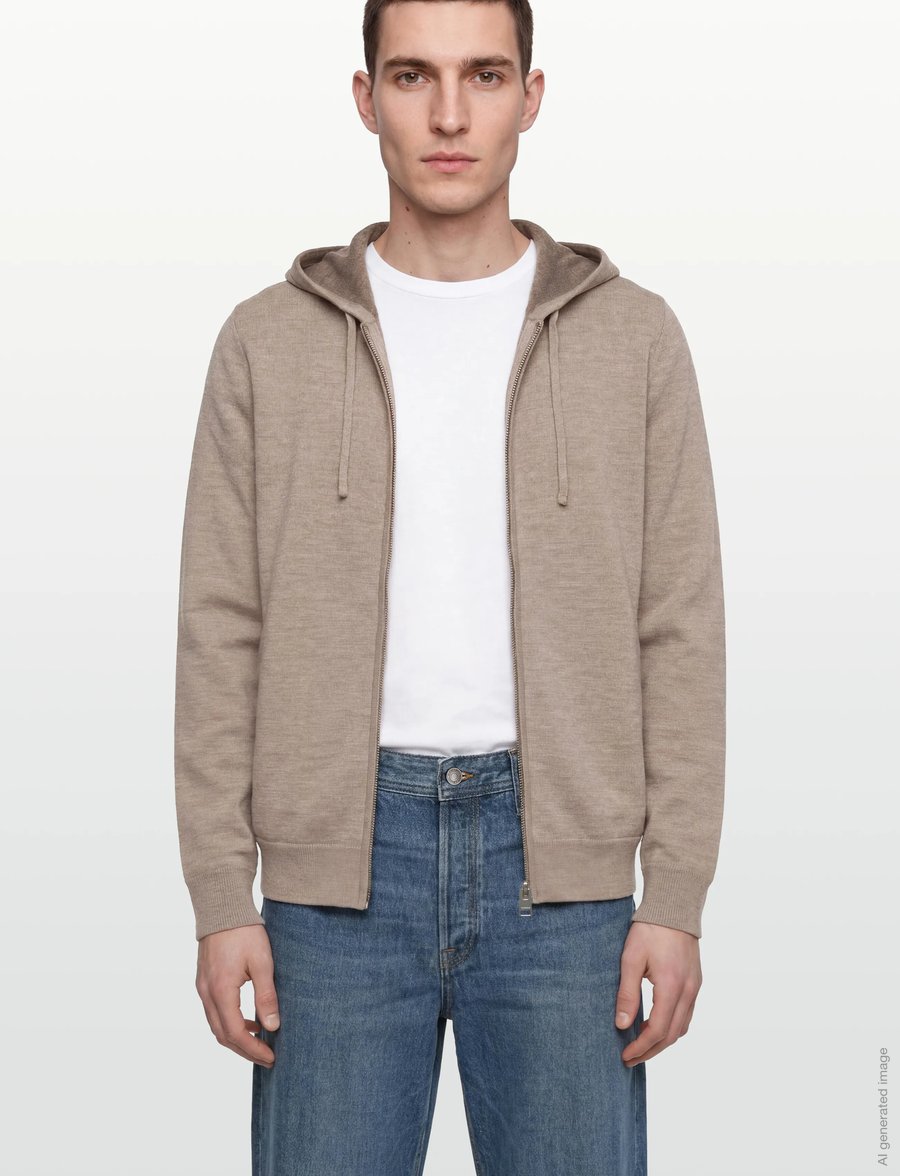 Morris - Merino Double Zip Hood - khaki - 3