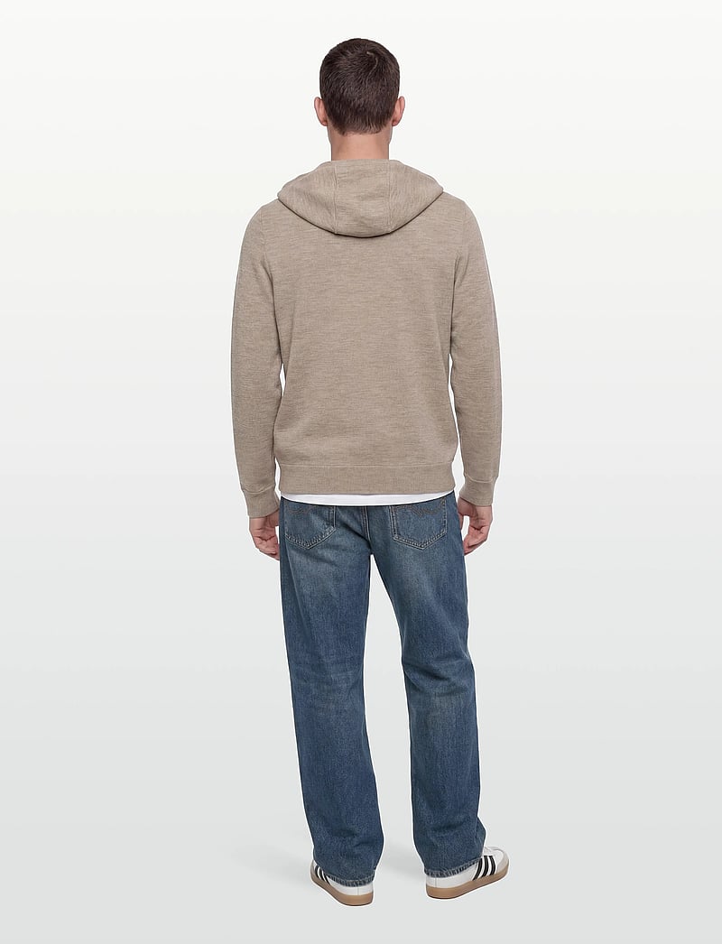 Morris - Merino Double Zip Hood - fullzip strik - khaki - 4