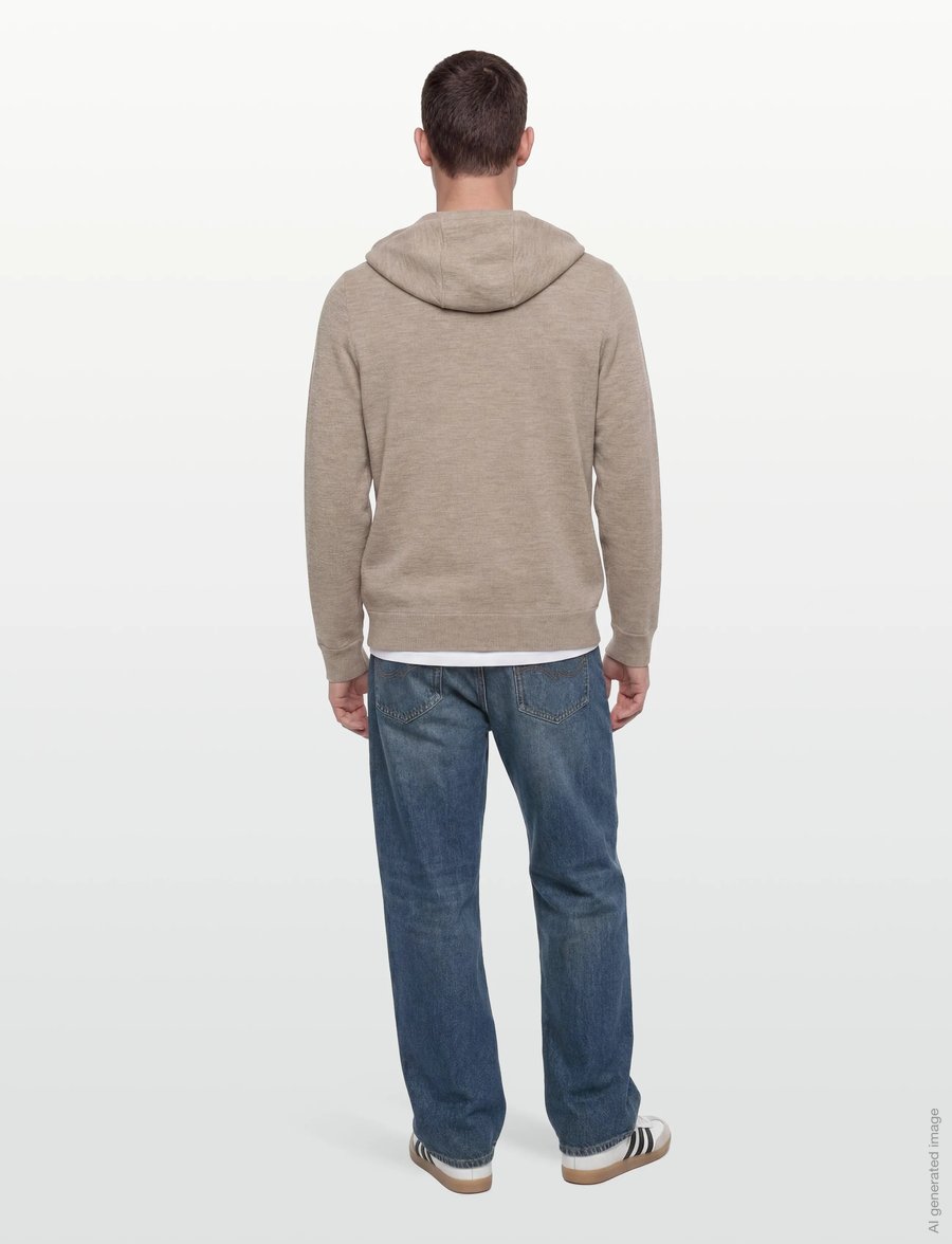 Morris - Merino Double Zip Hood - khaki - 4