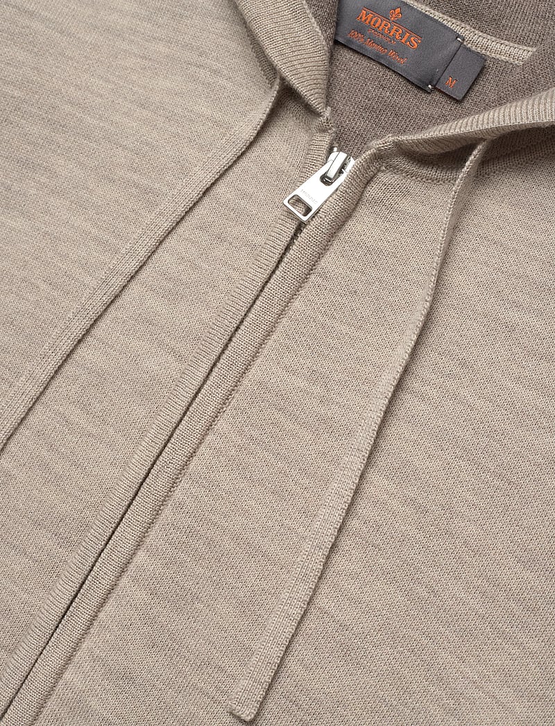 Morris - Merino Double Zip Hood - fullzip strik - khaki - 5