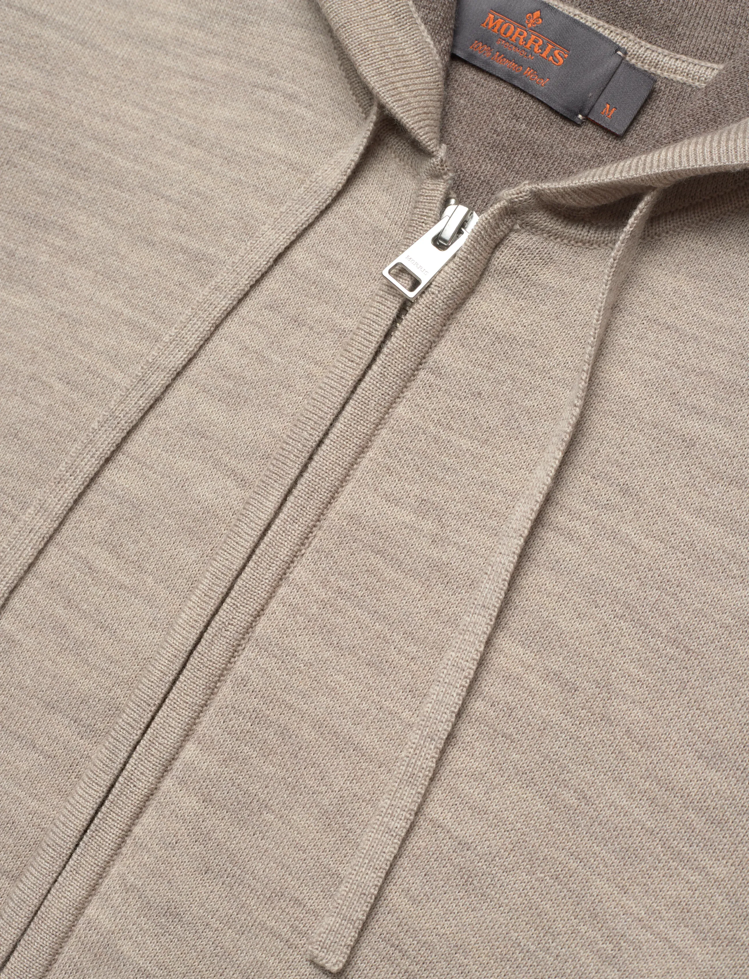 Morris - Merino Double Zip Hood - khaki - 5