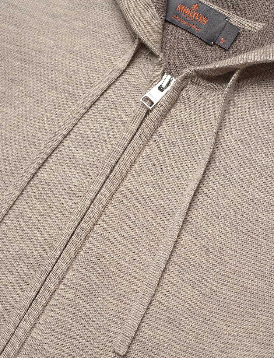 Morris - Merino Double Zip Hood - khaki - 5