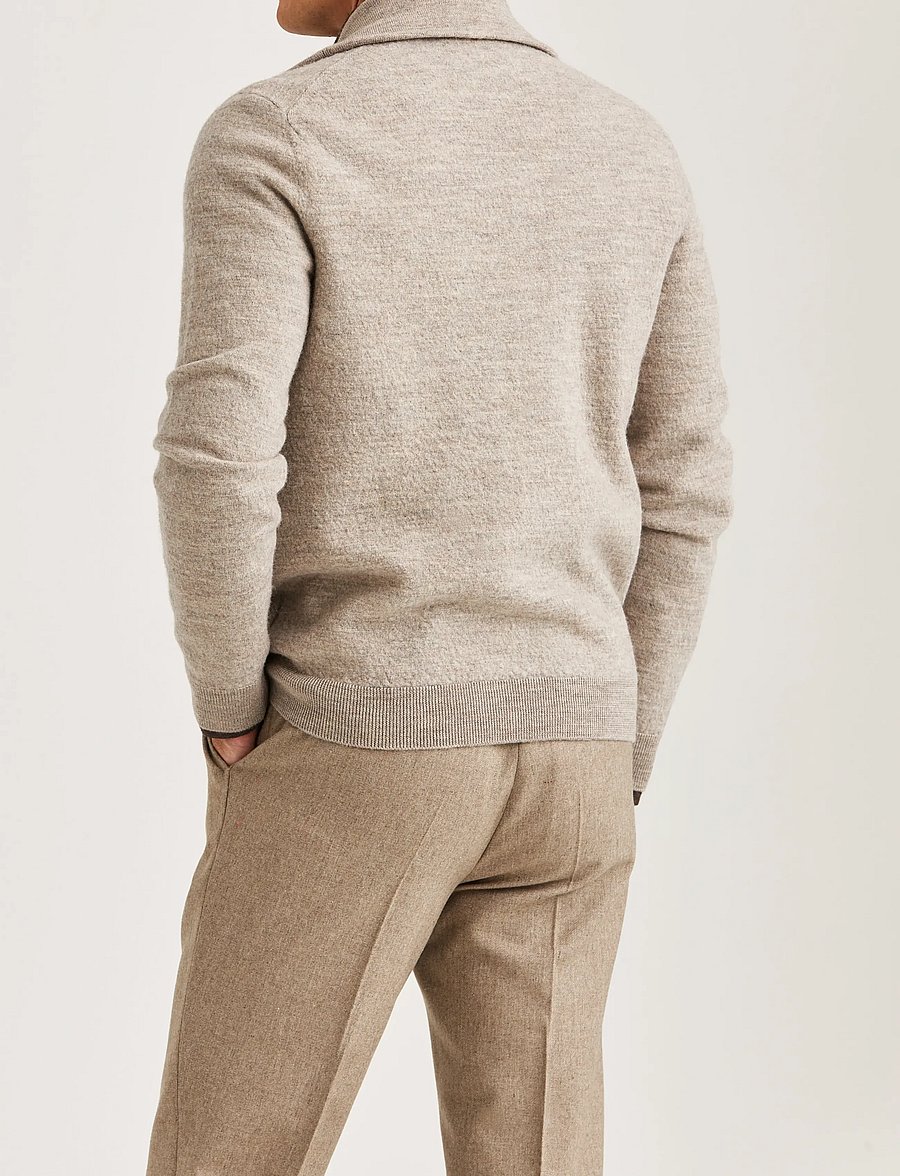 Morris - Cork Knitted Zip Jacket - cardigan - khaki - 5
