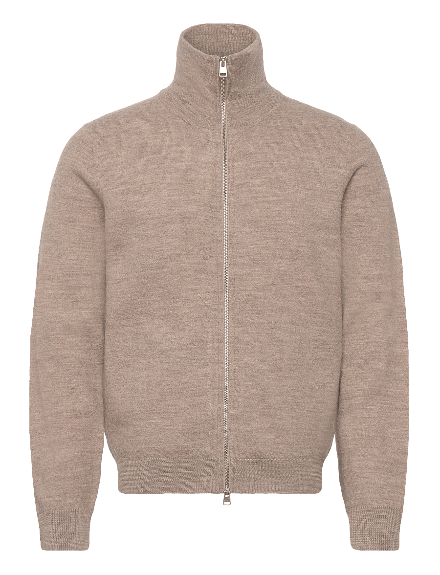 Morris - Cork Knitted Zip Jacket - cardigan - khaki - 3