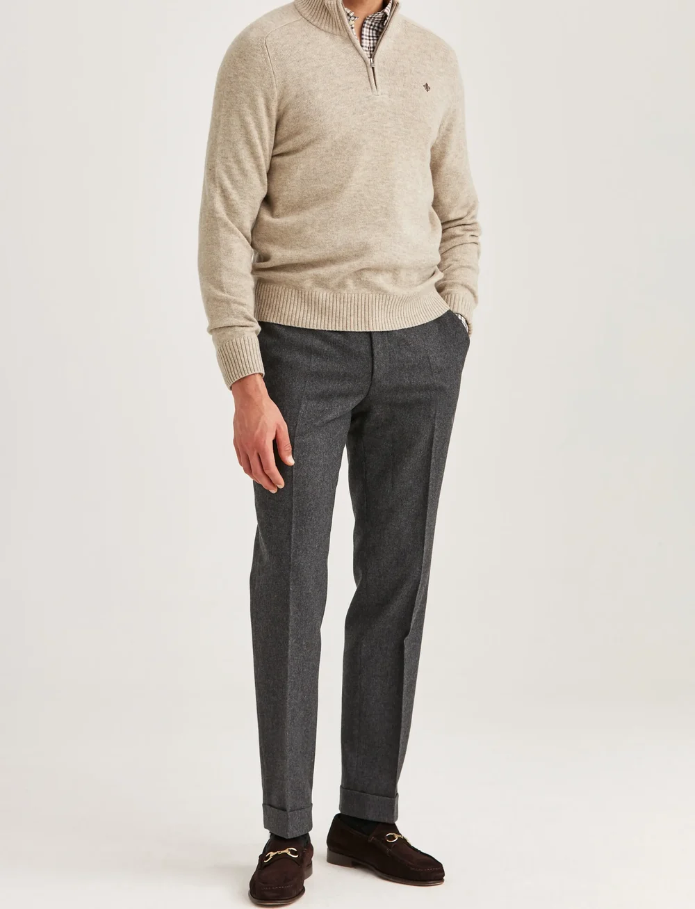 Morris - New Hertford Half Zip - half zip-tröjor - khaki - 3