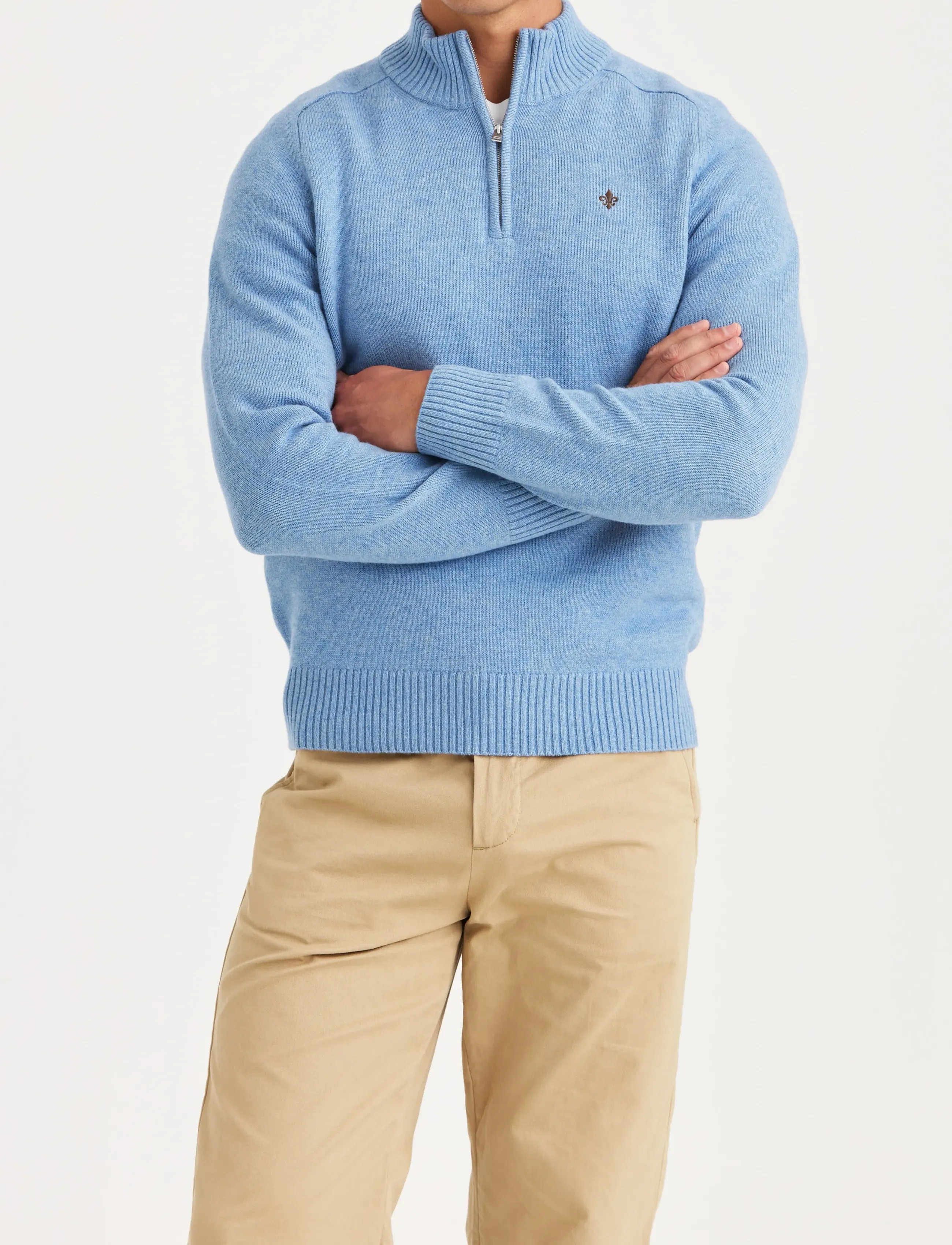 Morris New Hertford Half Zip, XXL, Knitwear, Blau - Zip Jumpers, Männerswear