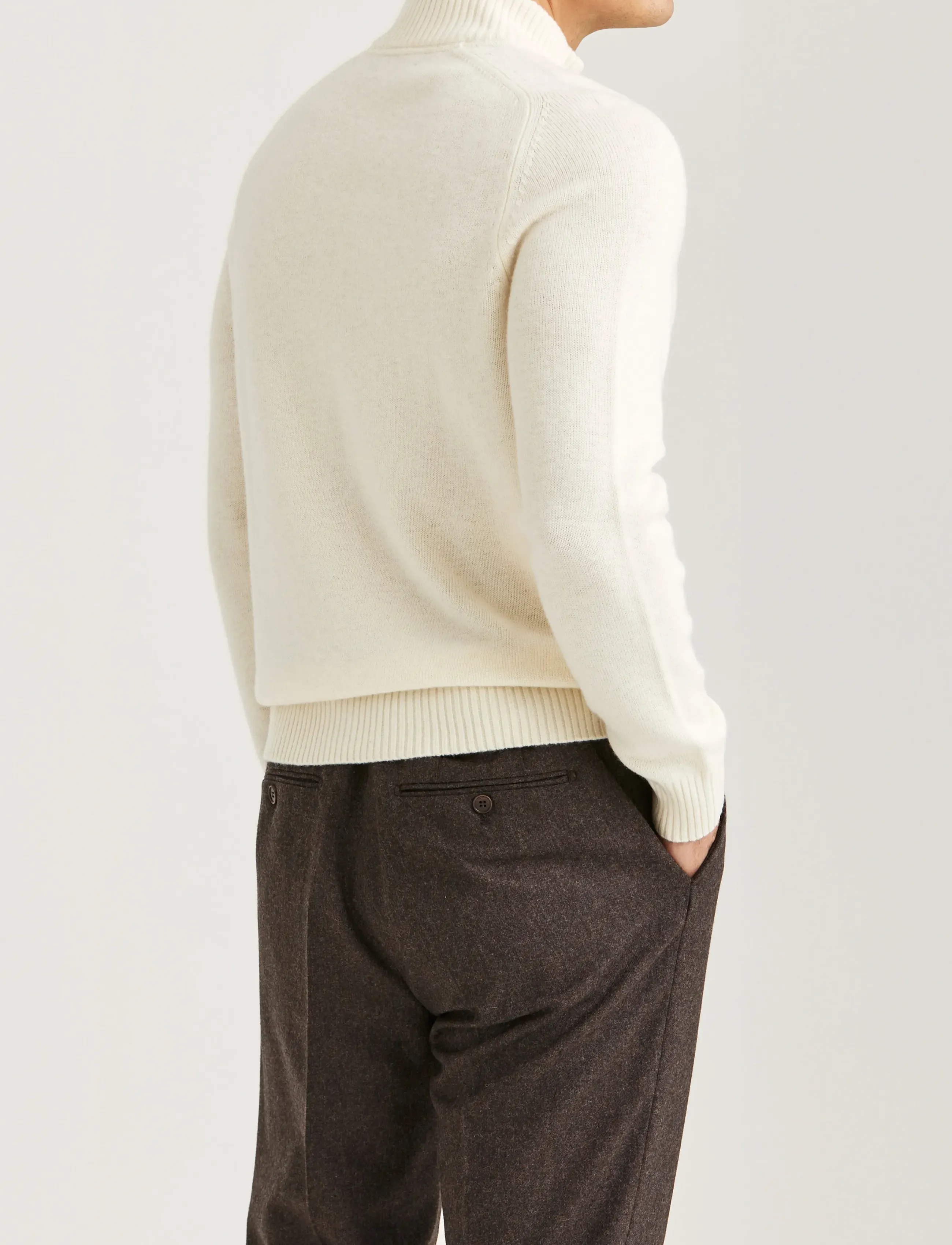 Morris - New Hertford Half Zip - half zip jumpers - off white - 4