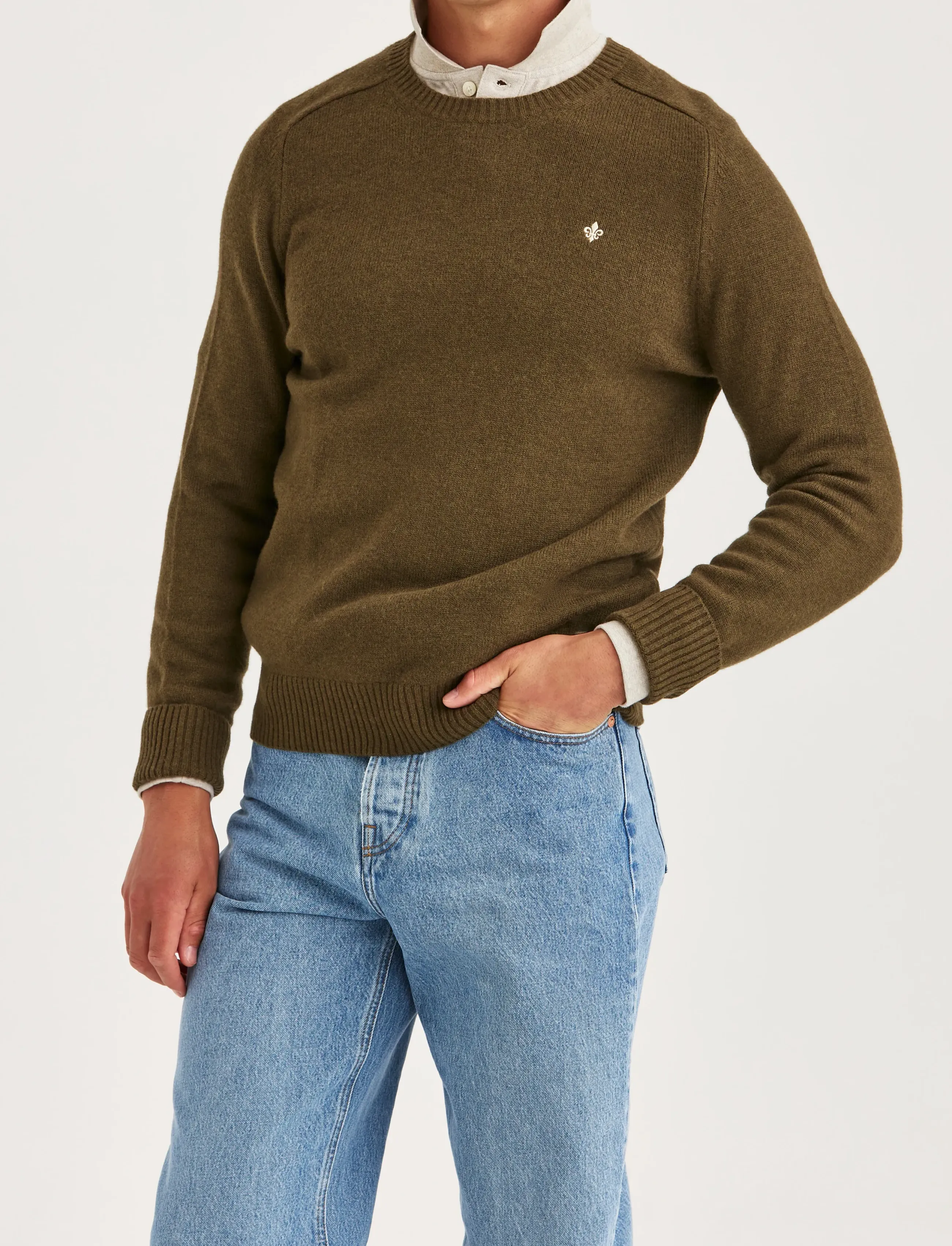 Morris Hertford Oneck, S, Knitwear, Grün - Round Necks, Männerswear