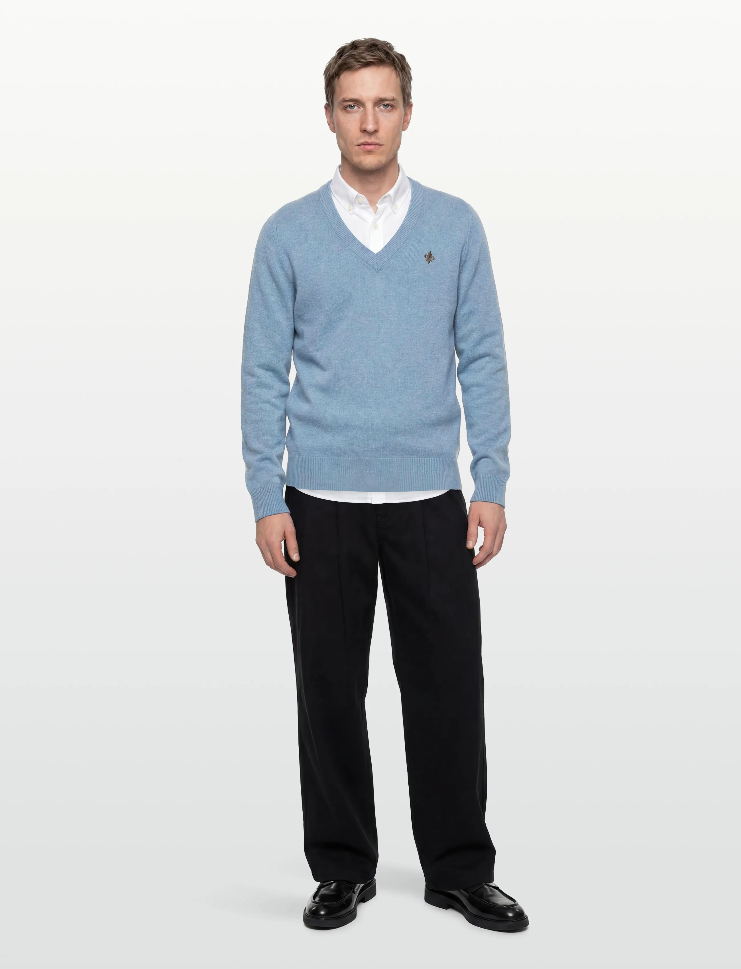 Morris Hertford Vneck, M, Blue, Strik > V-Halse, Herre
