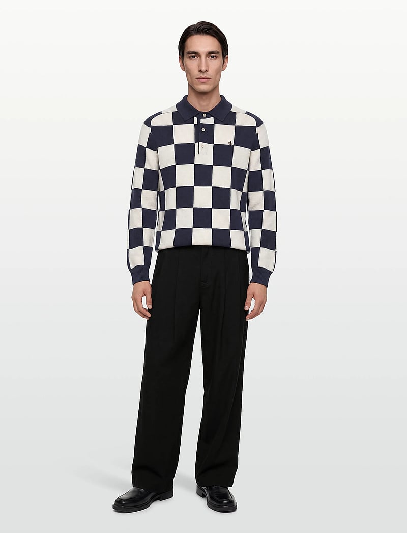 Morris - Graham Knitted Rugger - pikkade varrukatega kootud polosärgid - navy - 0
