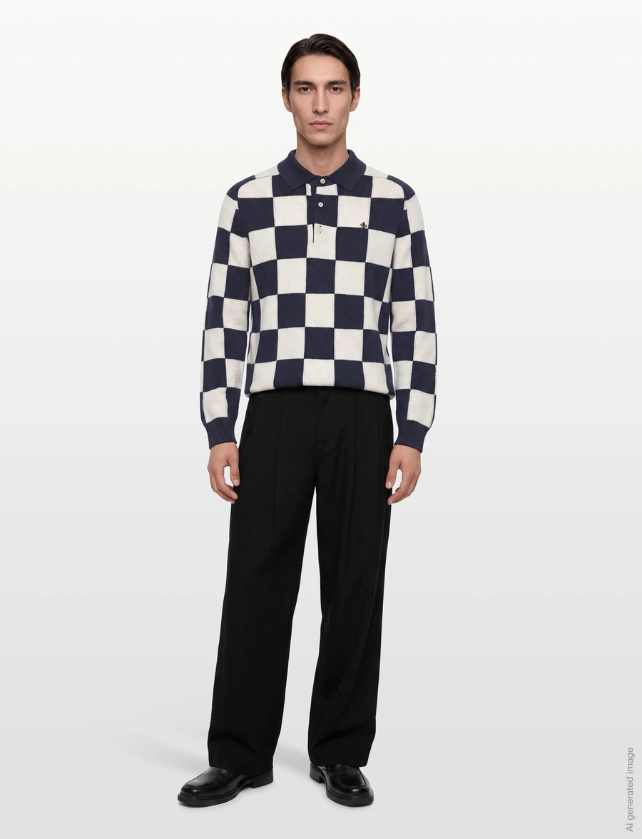 Morris - Graham Knitted Rugger - langärmelige gestrickte polohemden - navy - 0