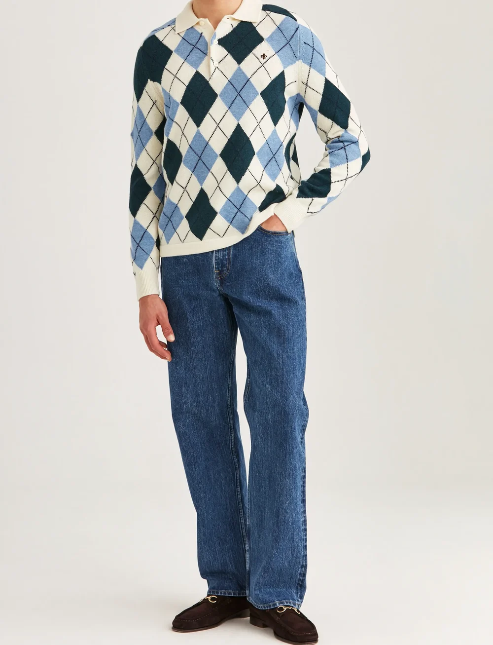 Morris - Graham Knitted Rugger - kootud polosärgid - off white - 3