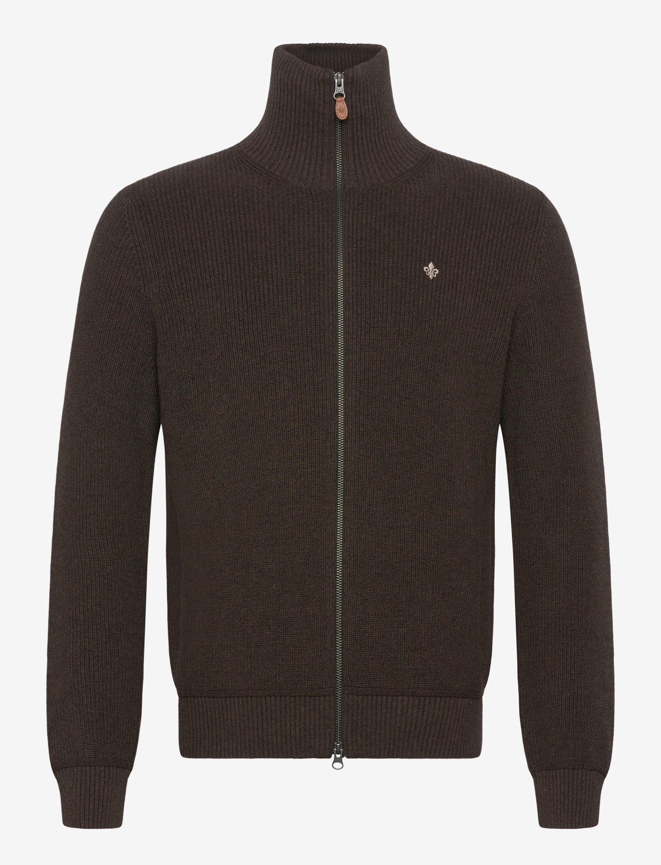 Morris - Bernard Zip Cardigan - pullover mit durchgehendem reißverschluss - brown - 0