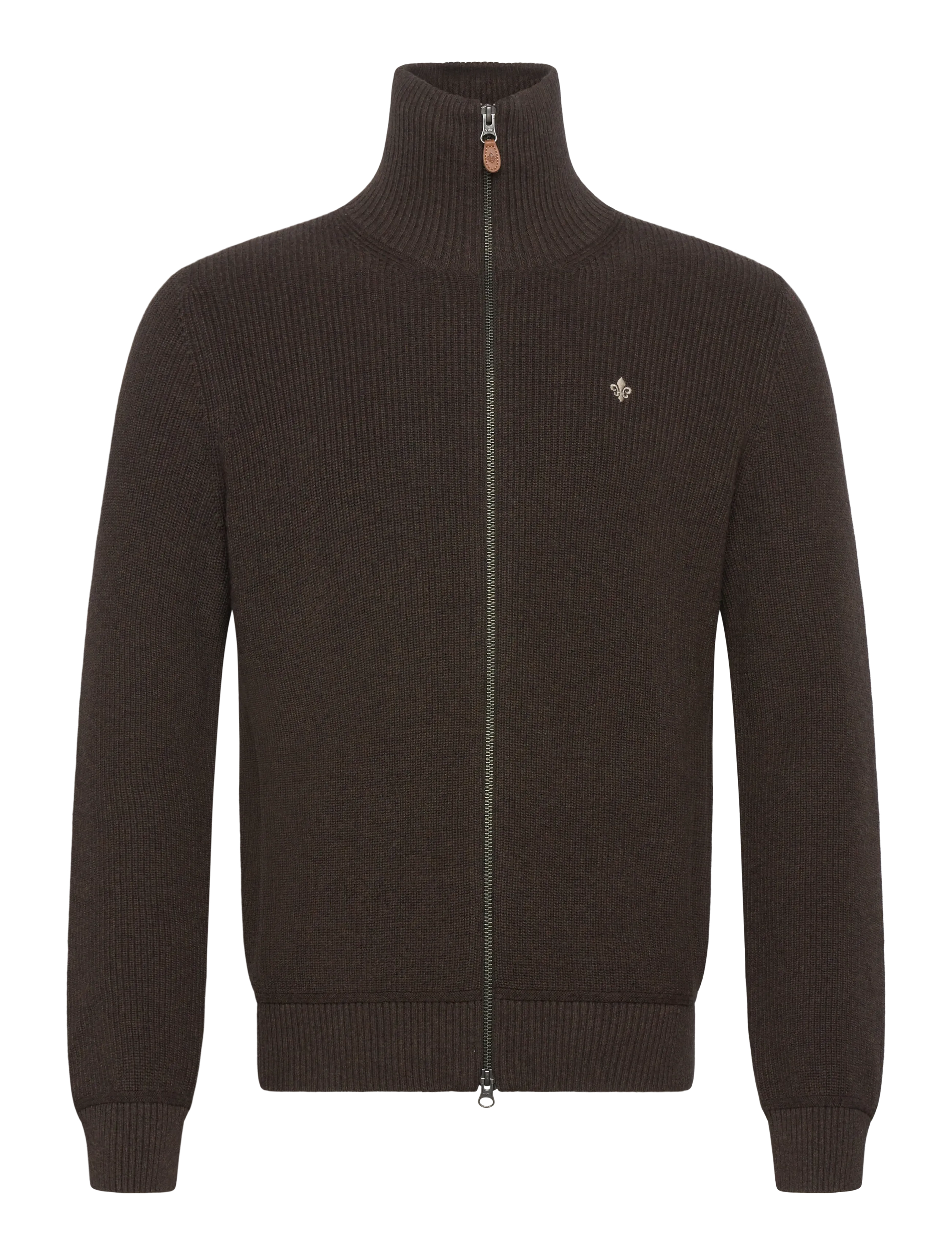 Morris Bernard Zip Cardigan - Pullover mit durchgehendem Reißverschluss - BROWN / brown