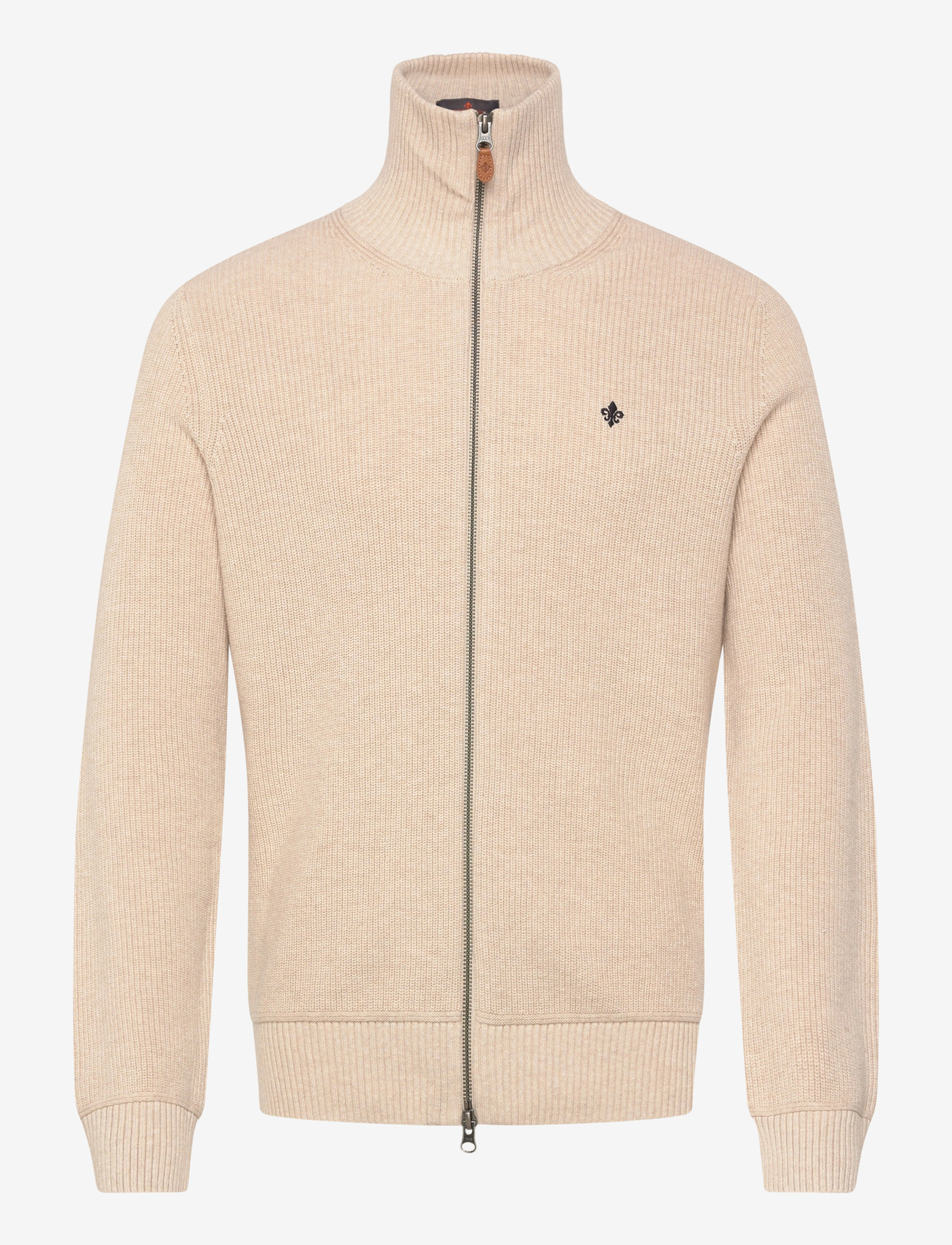 Morris - Bernard Zip Cardigan - cardigans - khaki - 0