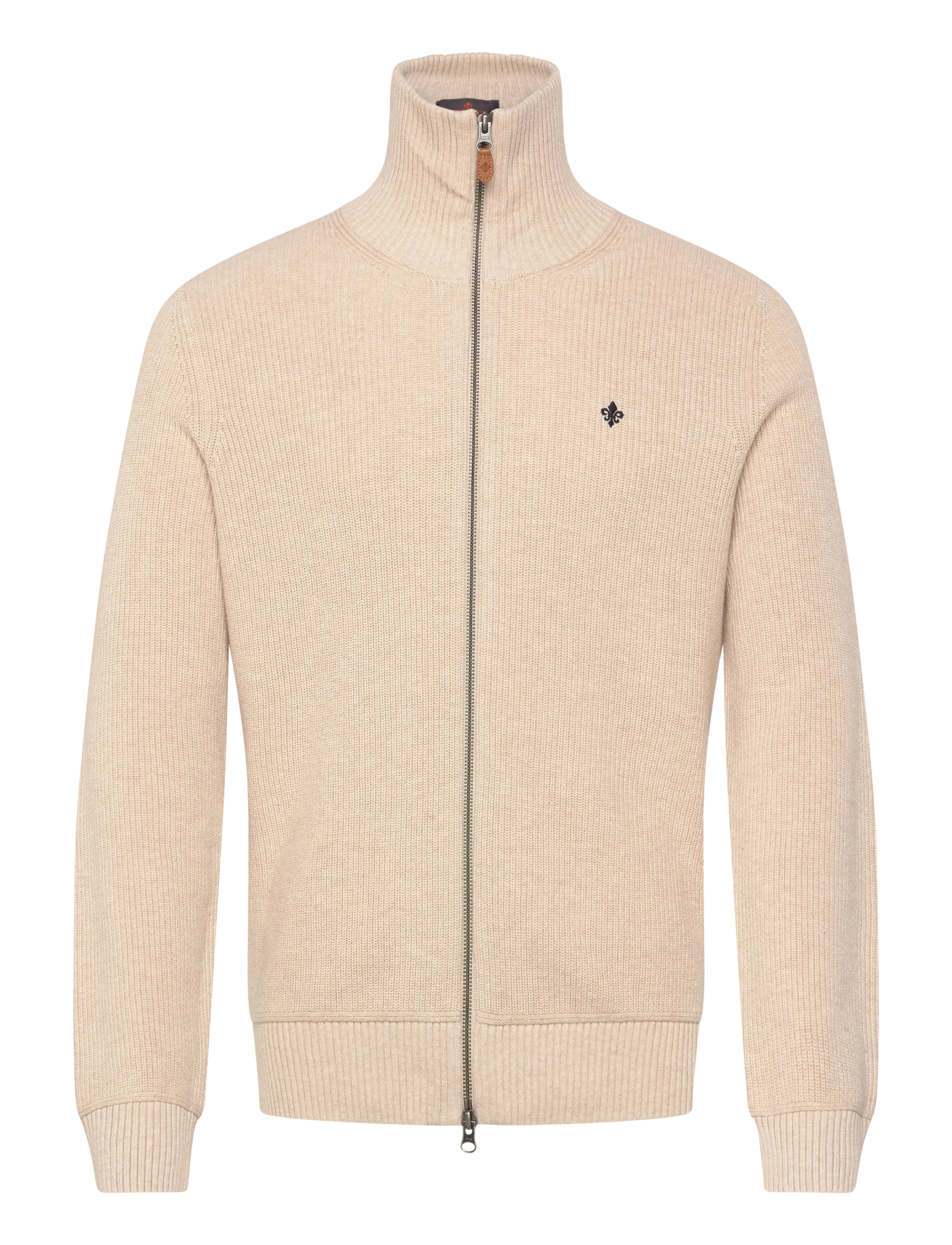 Morris Bernard Zip Cardigan - Cardigans - KHAKI / beige