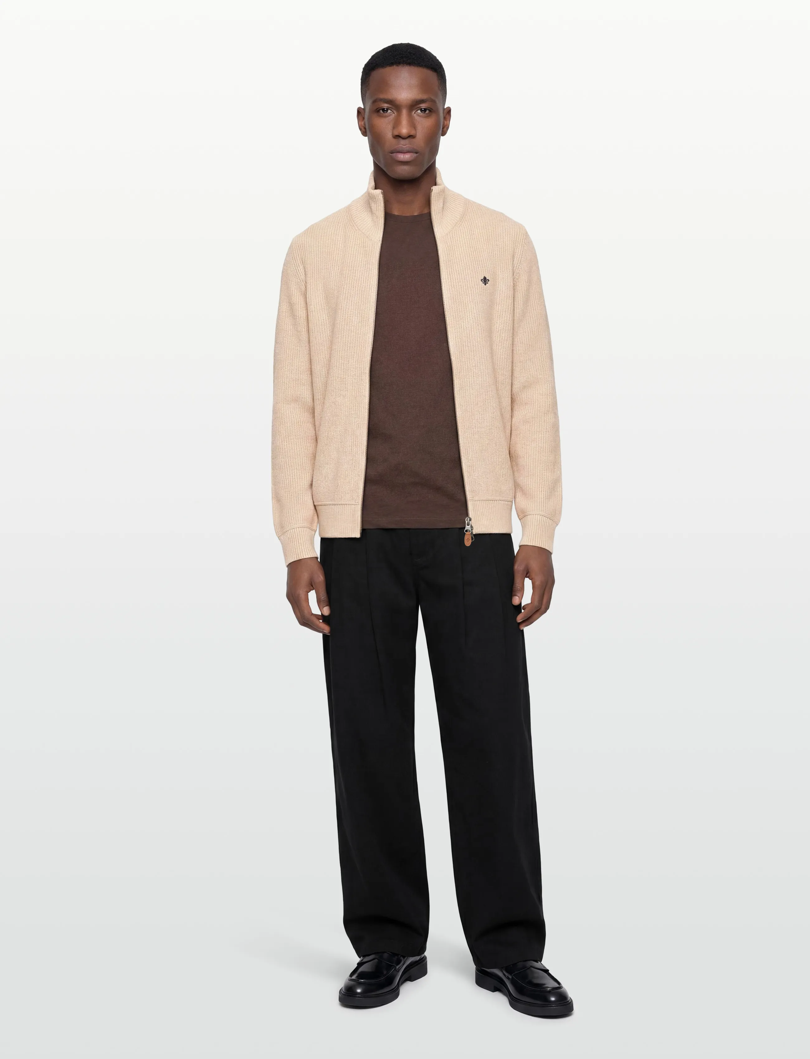 Morris - Bernard Zip Cardigan - khaki - 0