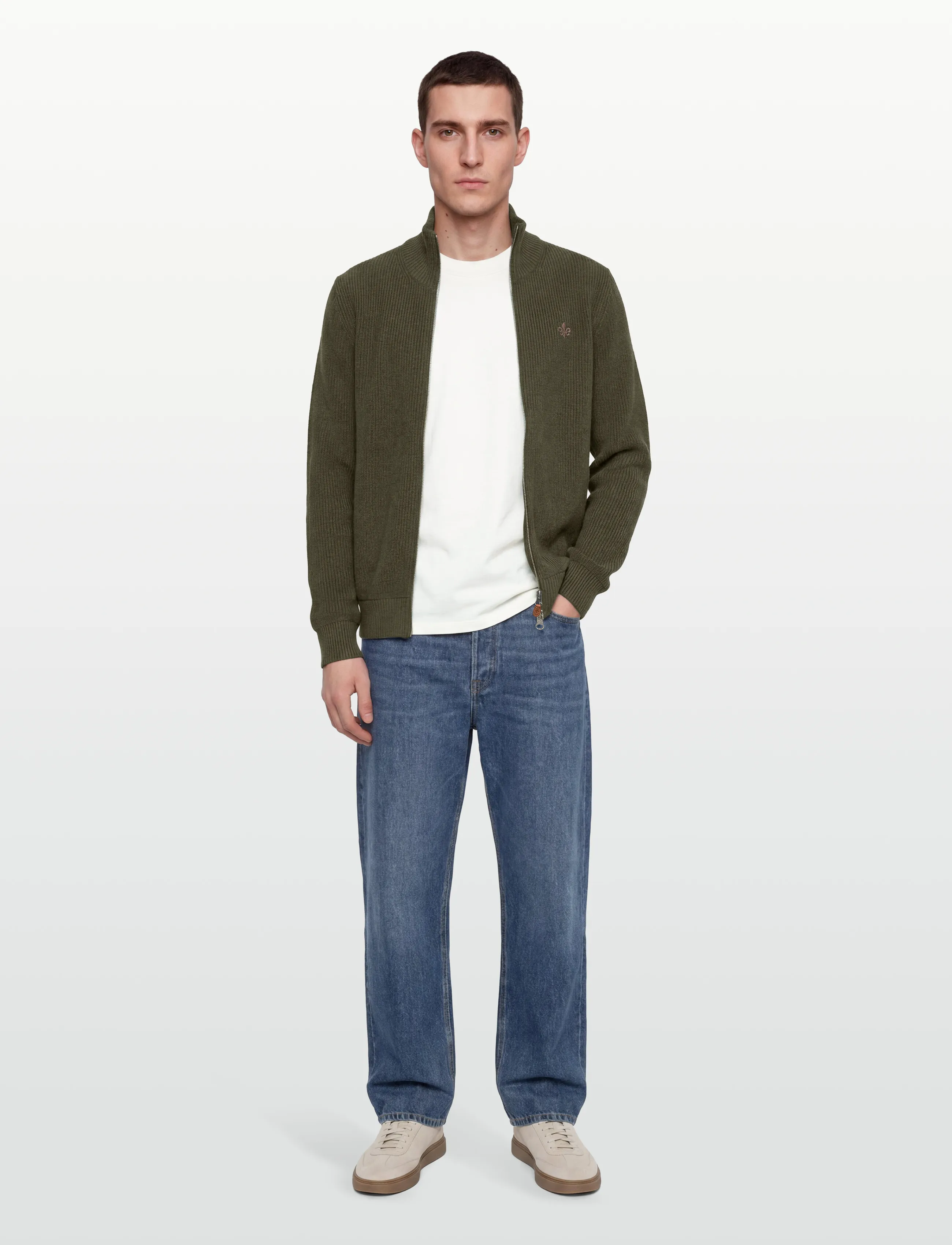 Morris - Bernard Zip Cardigan - olive - 0