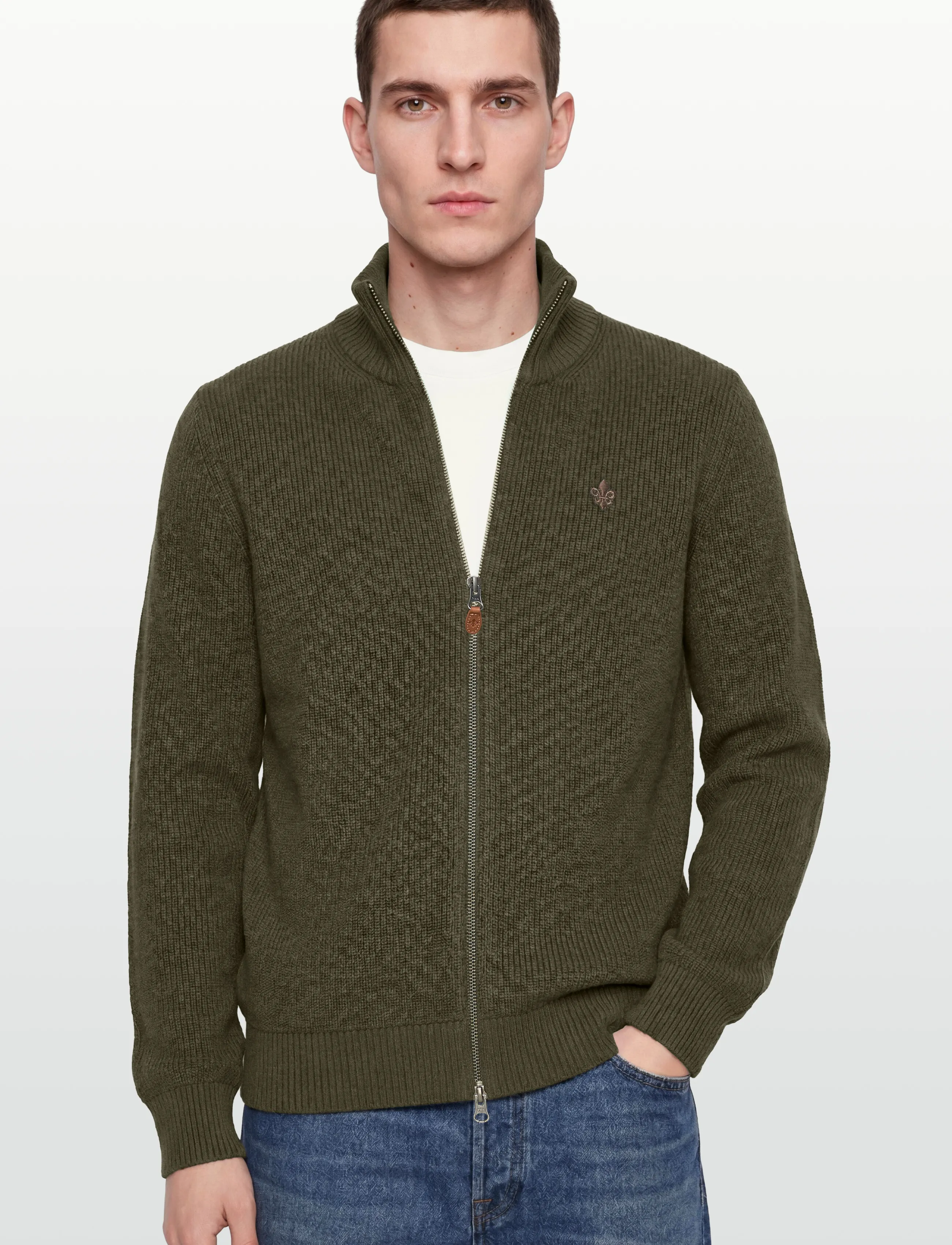 Morris - Bernard Zip Cardigan - olive - 3