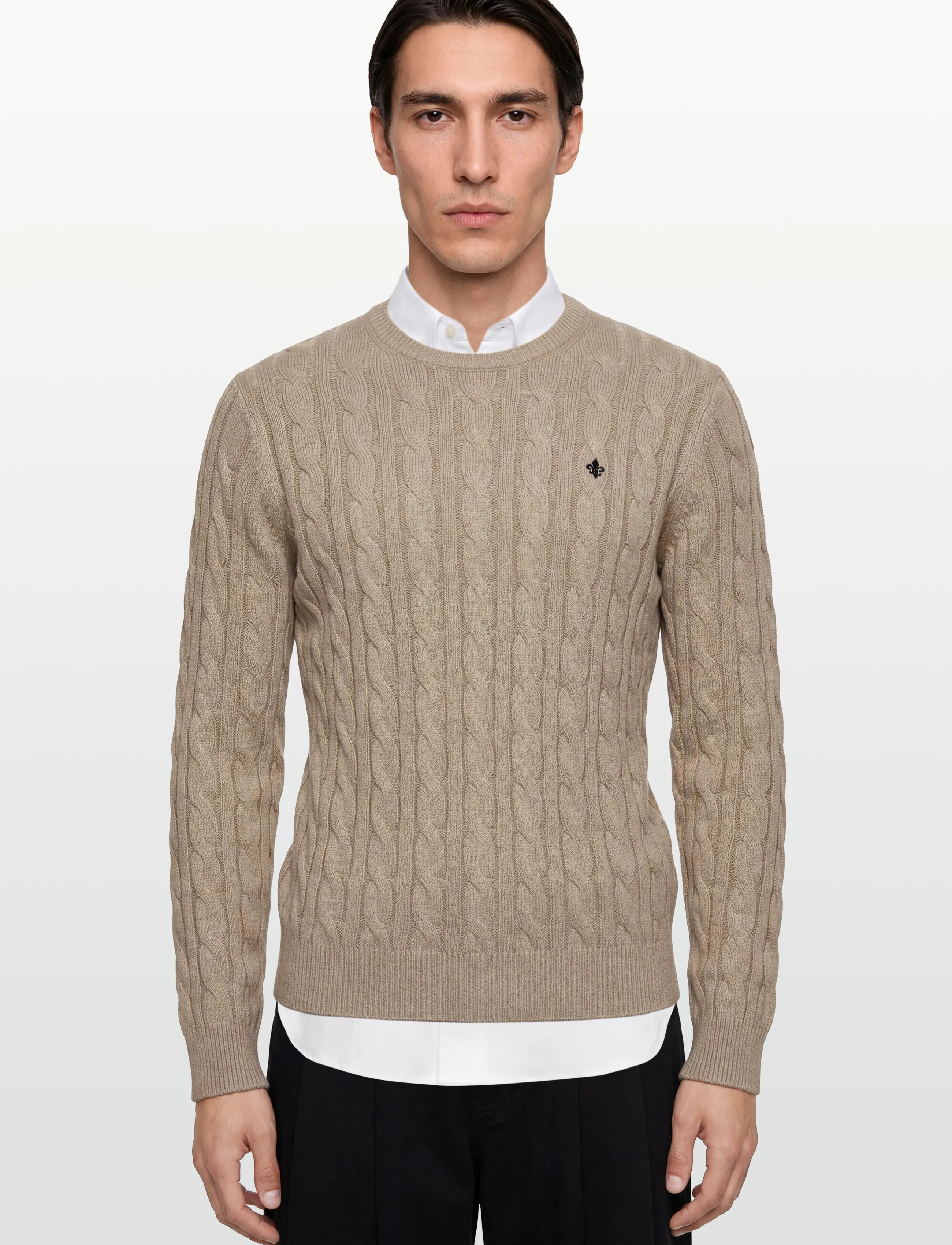 Morris - Nathan Cable Oneck - rund hals - khaki - 3