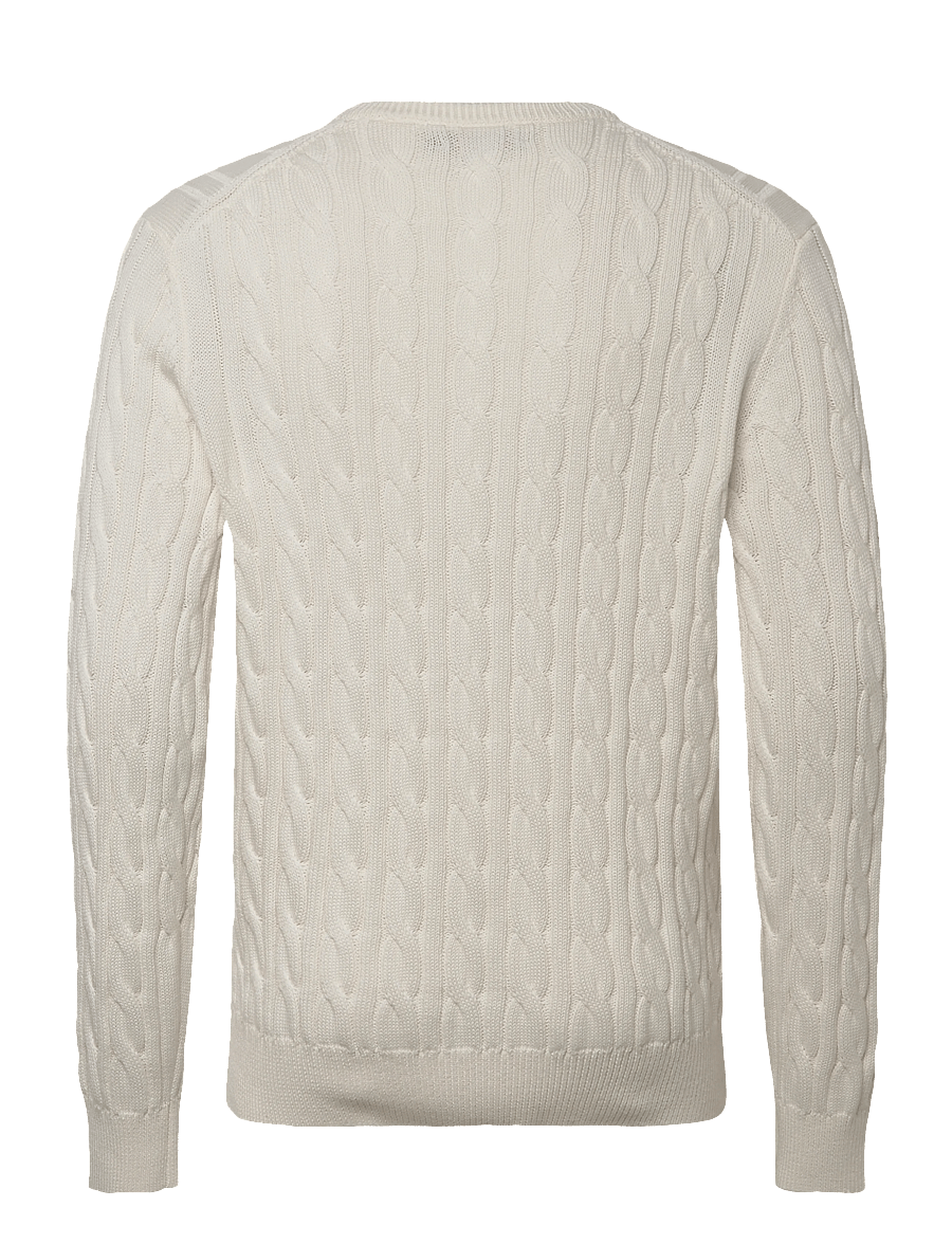 Morris - Nathan Cable Oneck - rundhalsad - off white - 2