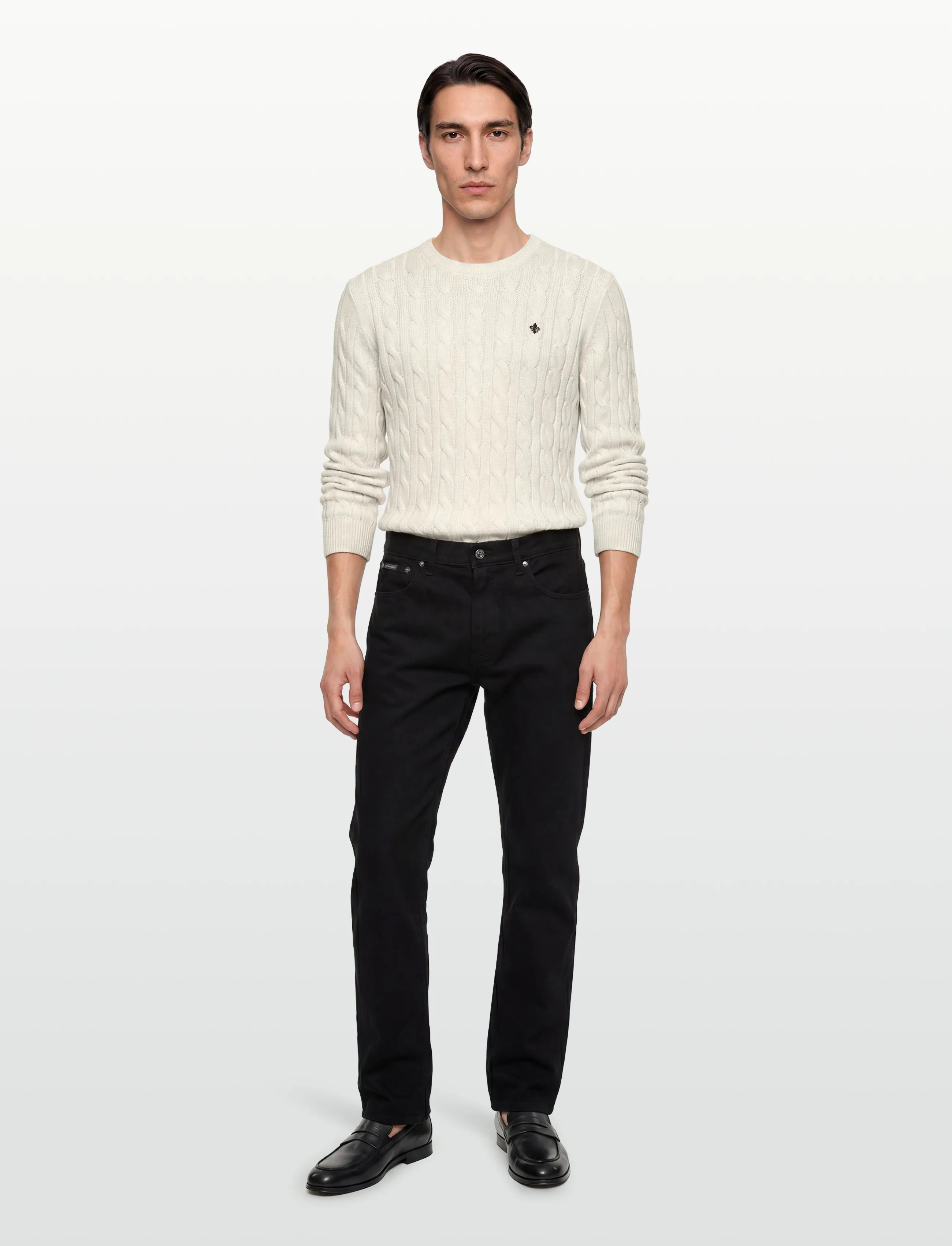 Morris Nathan Cable Oneck, L, Knitwear, Braun - Round Necks, Männerswear