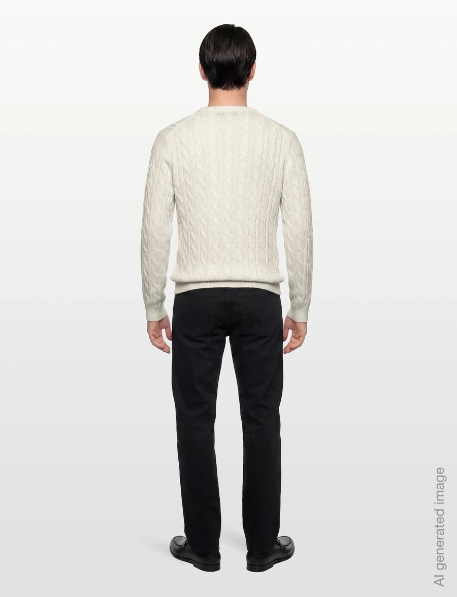 Morris - Nathan Cable Oneck - rundhalsad - off white - 4