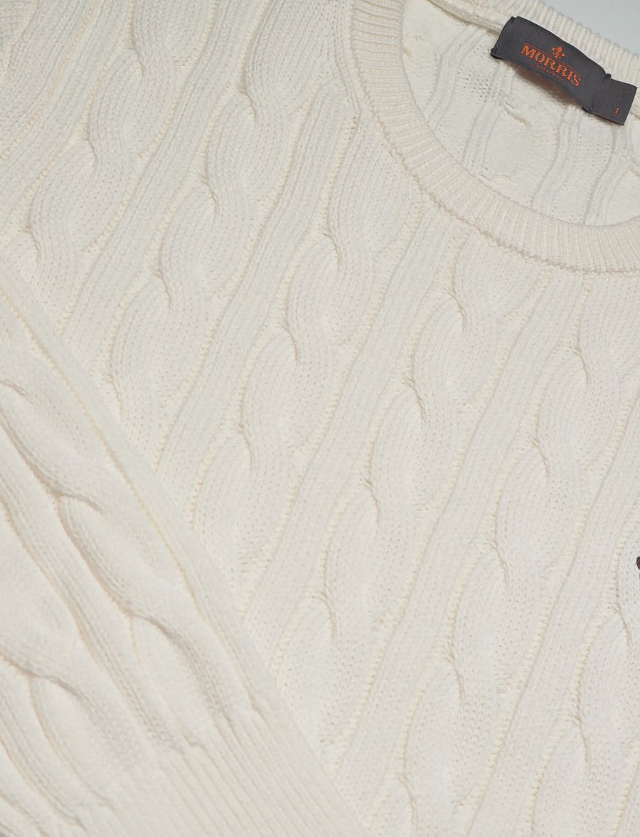 Morris - Nathan Cable Oneck - rundhalsad - off white - 5