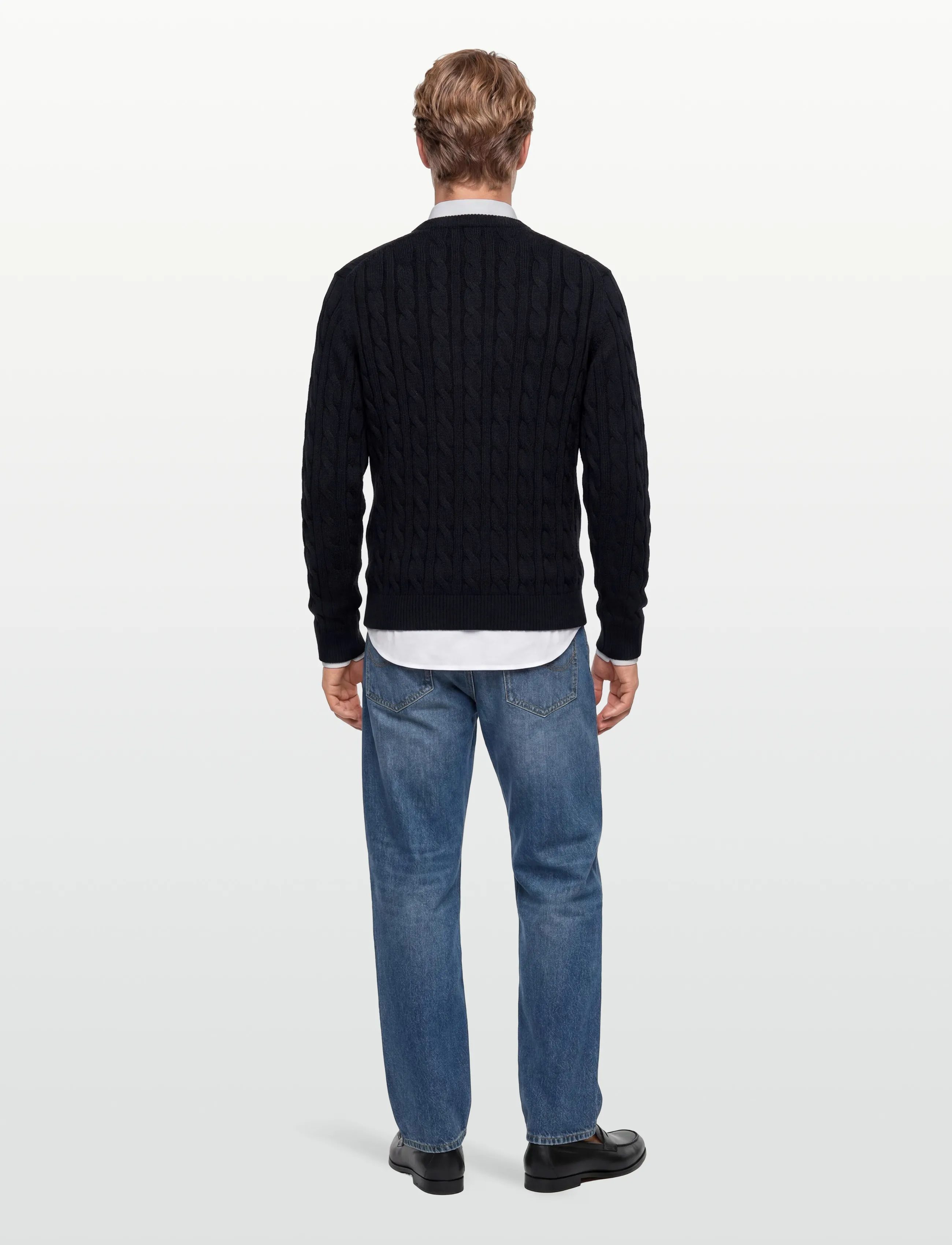 Morris - Nathan Cable Oneck - round necks - old blue - 4