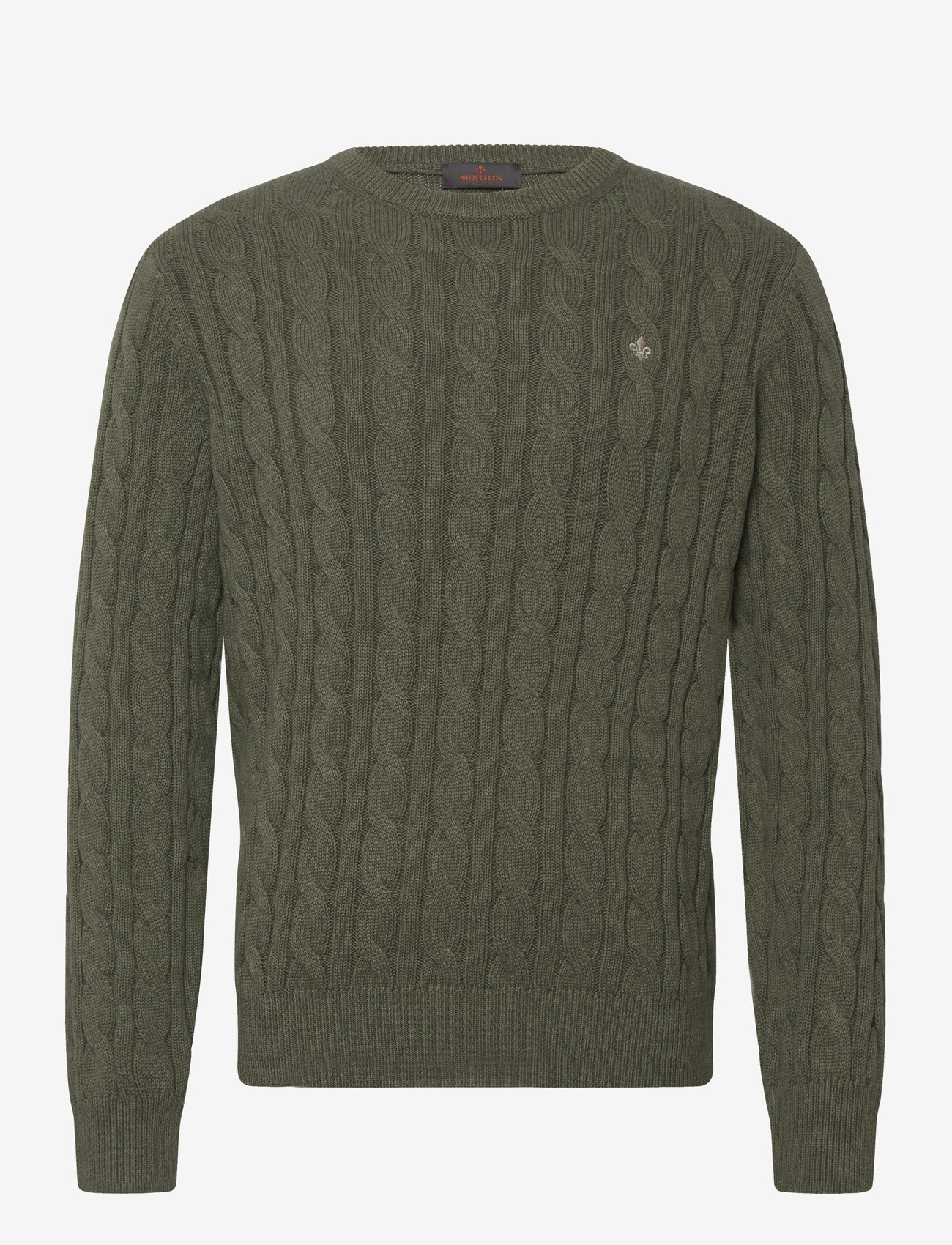 Morris - Nathan Cable Oneck - round necks - olive - 0