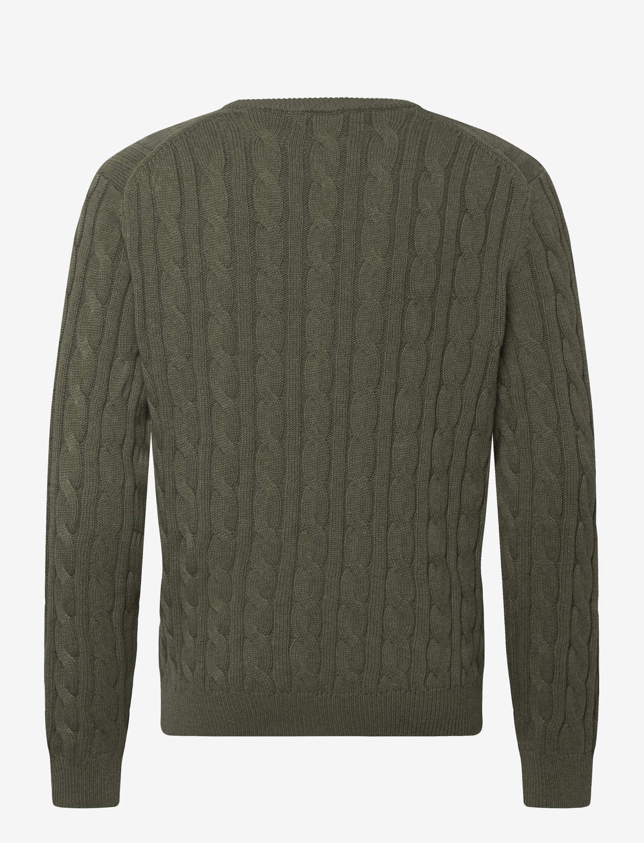 Morris - Nathan Cable Oneck - round necks - olive - 1