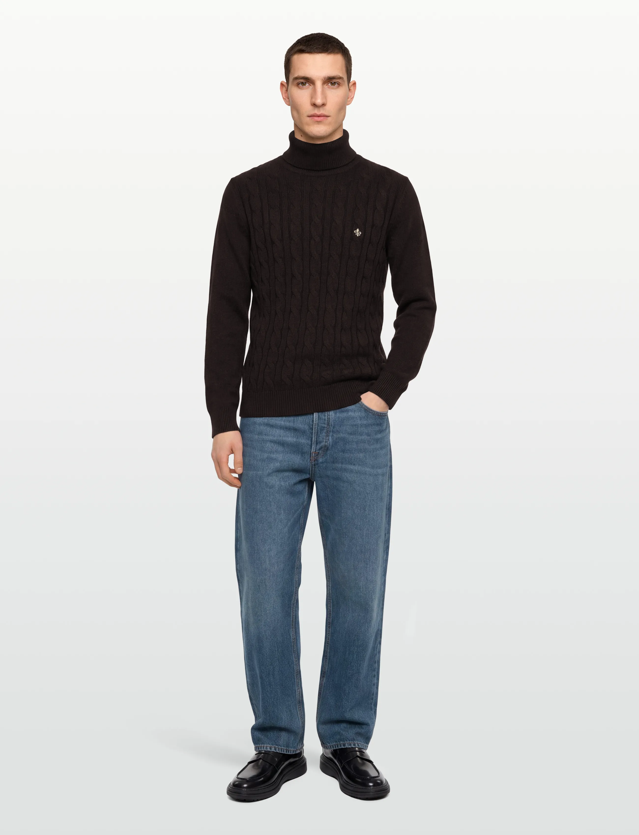 Morris Nathan Cable Roller Neck, XXL, Knitwear, Braun - Turtlenecks, Männerswear