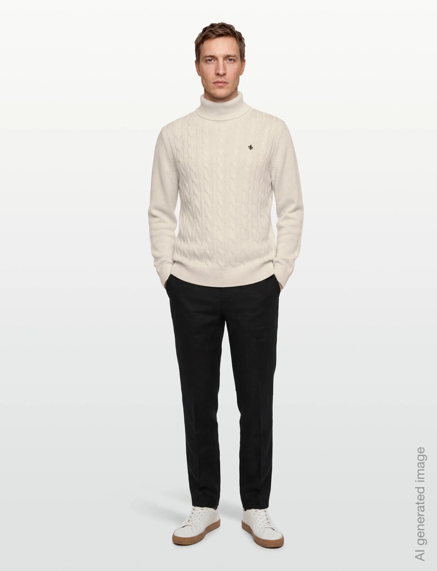 Morris - Nathan Cable Roller Neck - kõrge kaelusega - off white - 0
