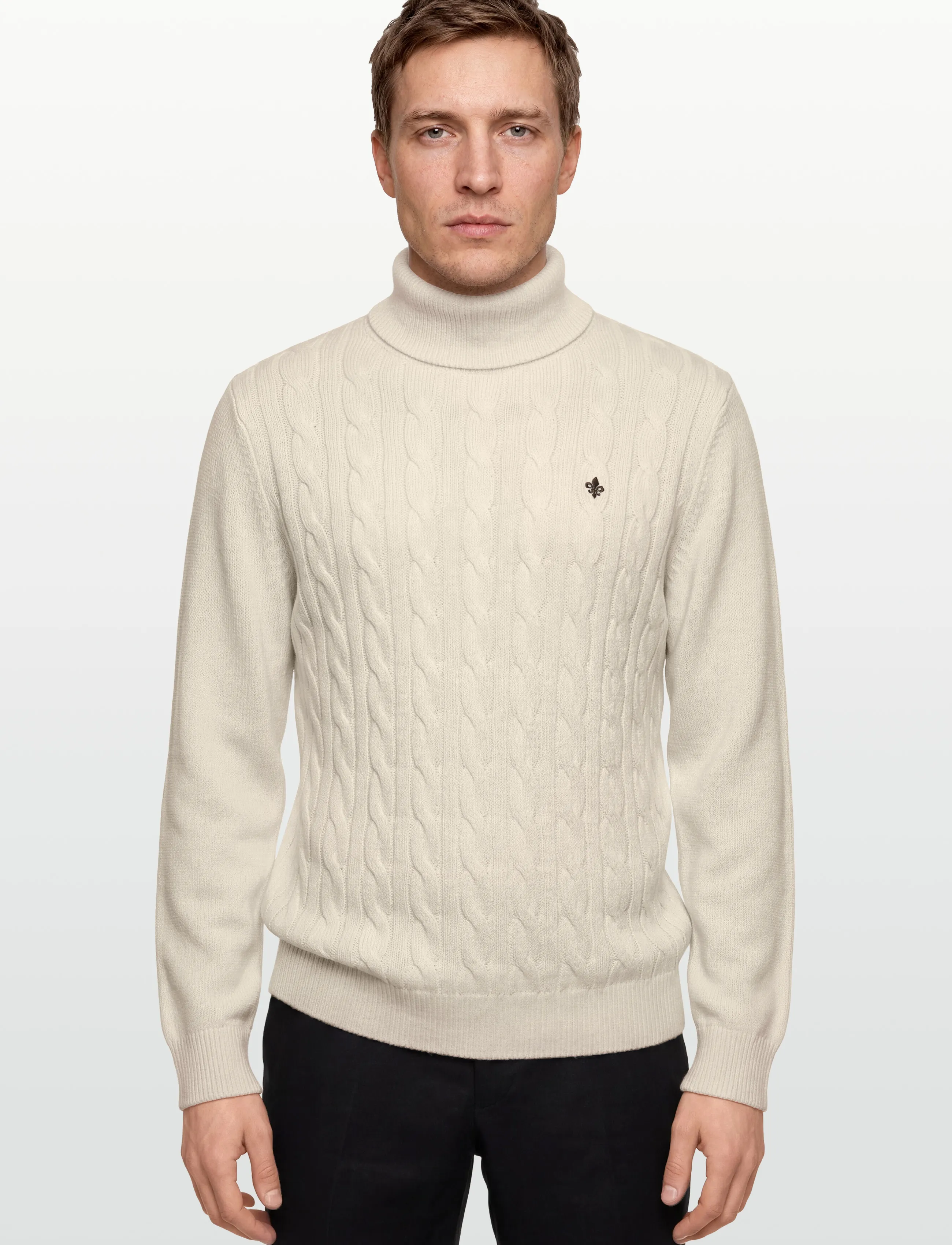 Morris - Nathan Cable Roller Neck - turtlenecks - off white - 3
