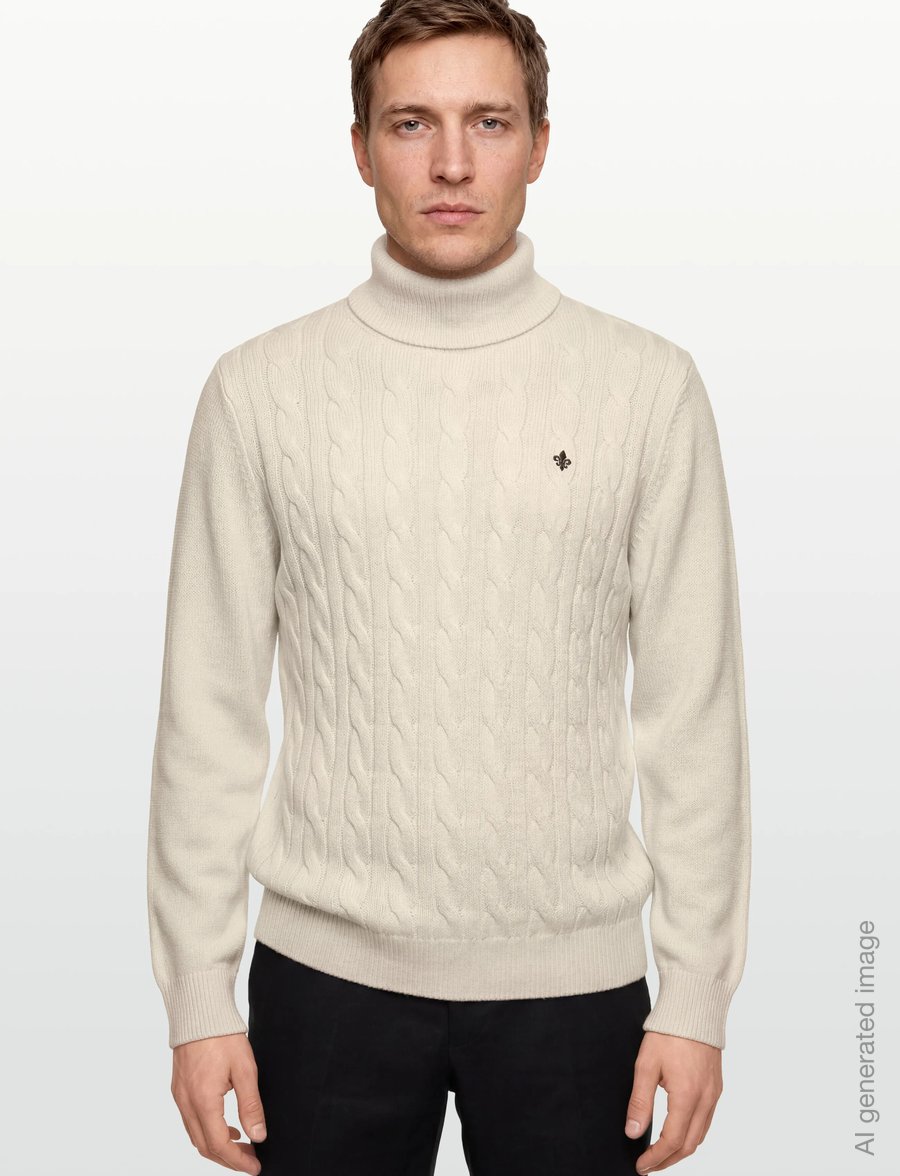 Morris - Nathan Cable Roller Neck - kõrge kaelusega - off white - 3