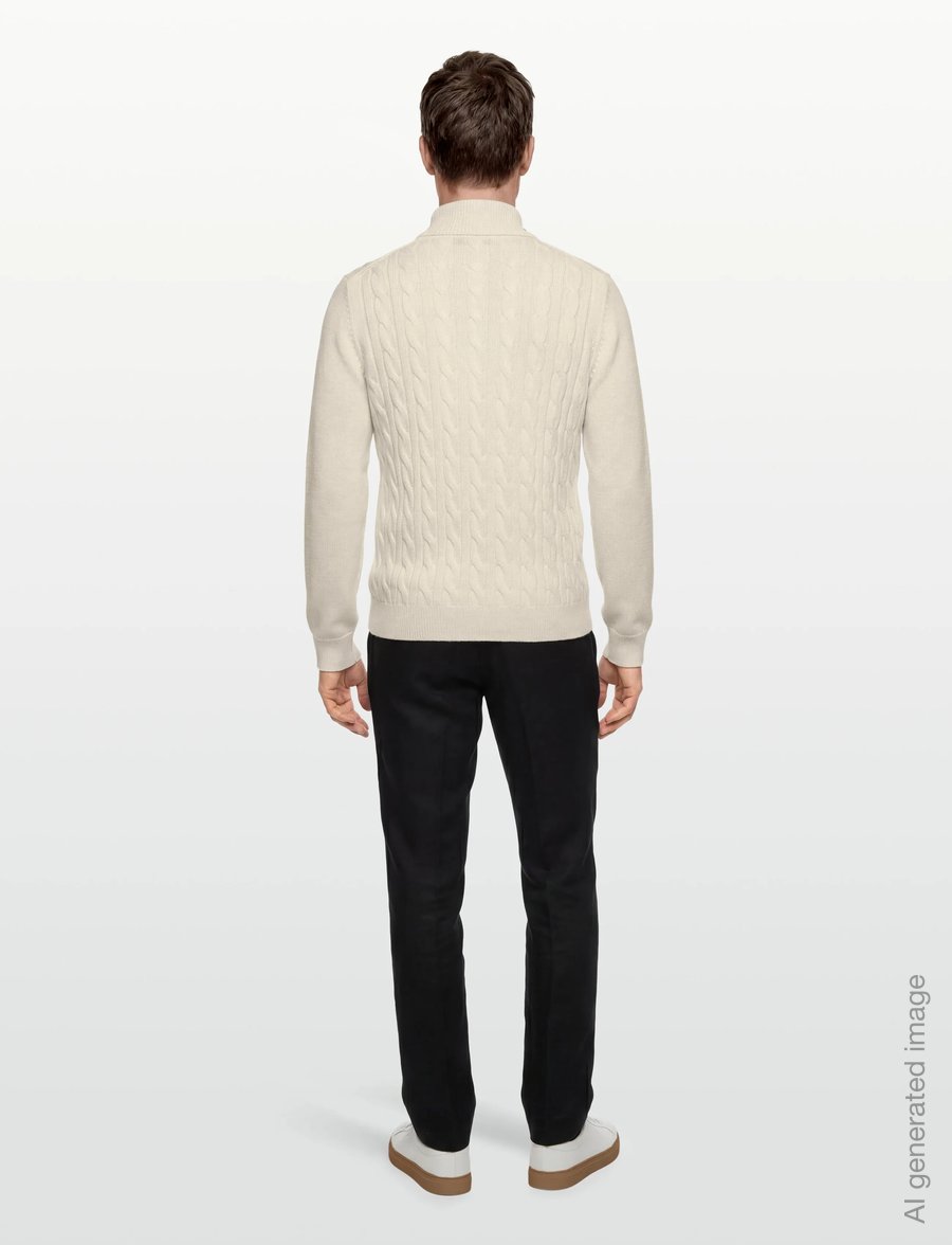 Morris - Nathan Cable Roller Neck - kõrge kaelusega - off white - 4