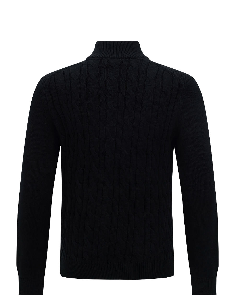 Morris - Nathan Cable Half Zip - pullover mit halbem reißverschluss - black - 1
