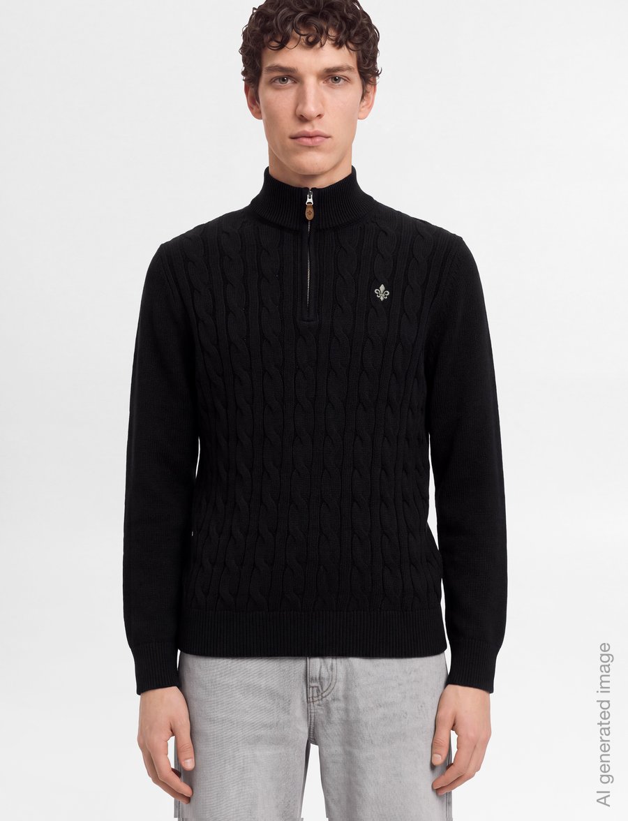 Morris - Nathan Cable Half Zip - truien met halve rits - black - 3