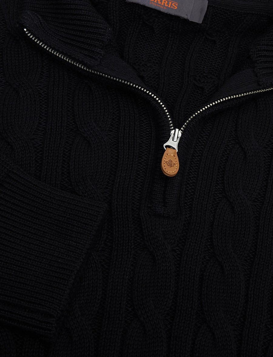 Morris - Nathan Cable Half Zip - pullover mit halbem reißverschluss - black - 2