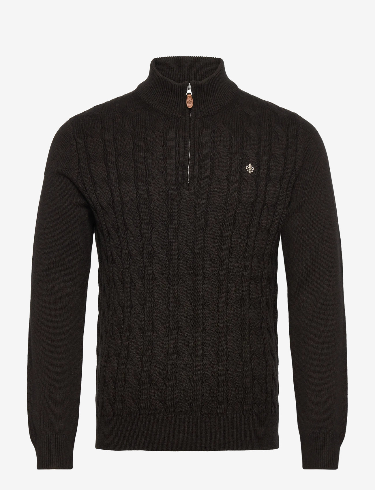 Morris - Nathan Cable Half Zip - brown - 0