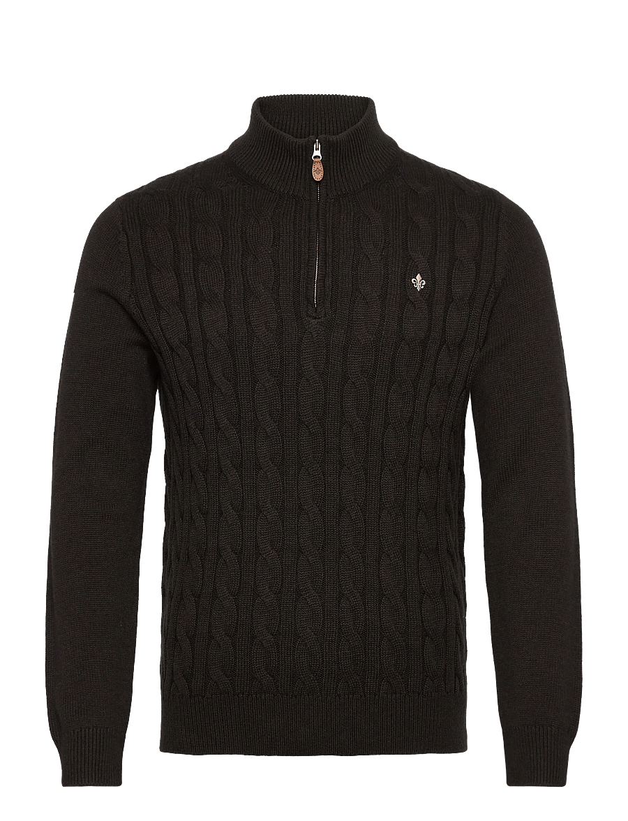 Morris - Nathan Cable Half Zip - pullover mit halbem reißverschluss - brown - 0