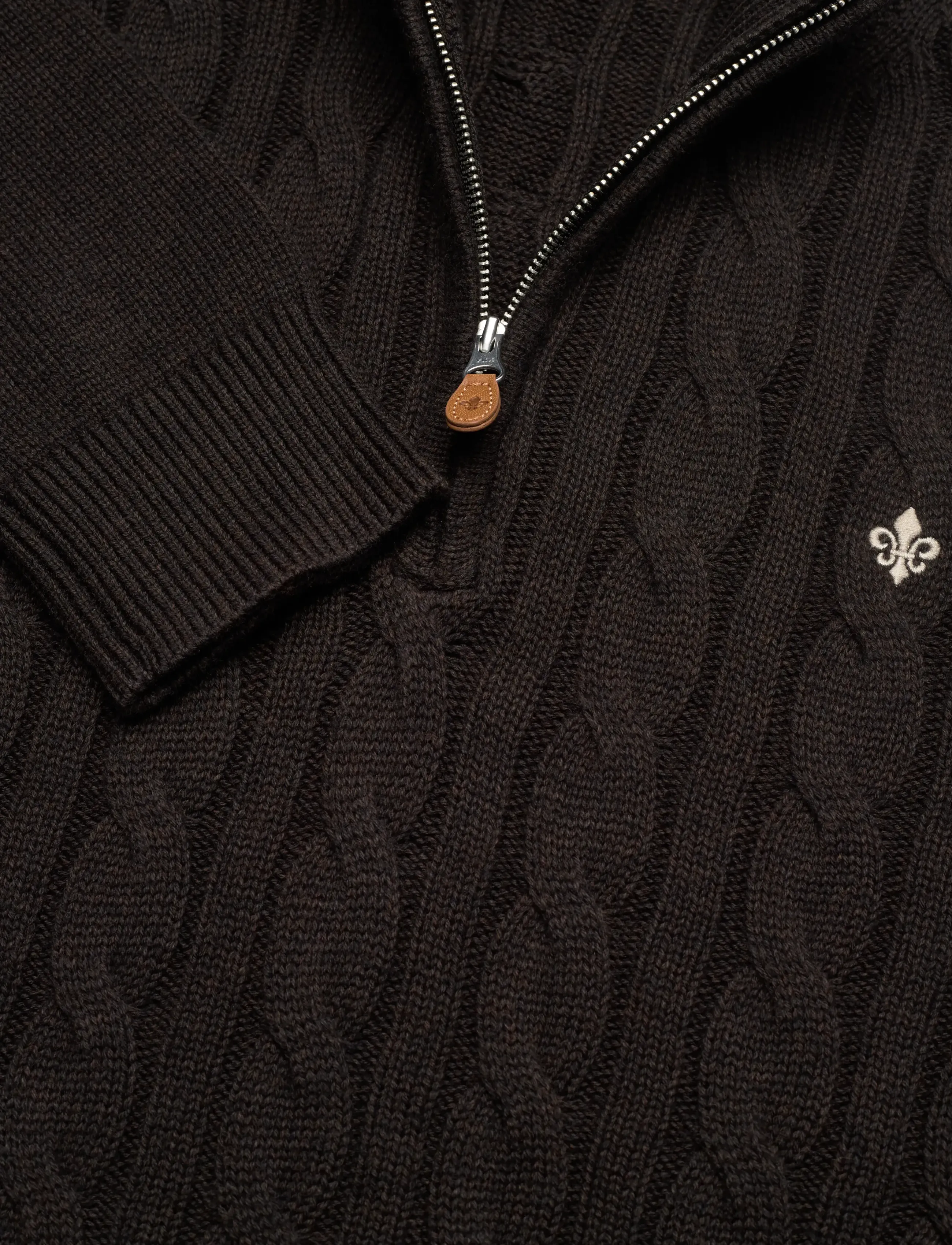 Morris - Nathan Cable Half Zip - strik - brown - 2